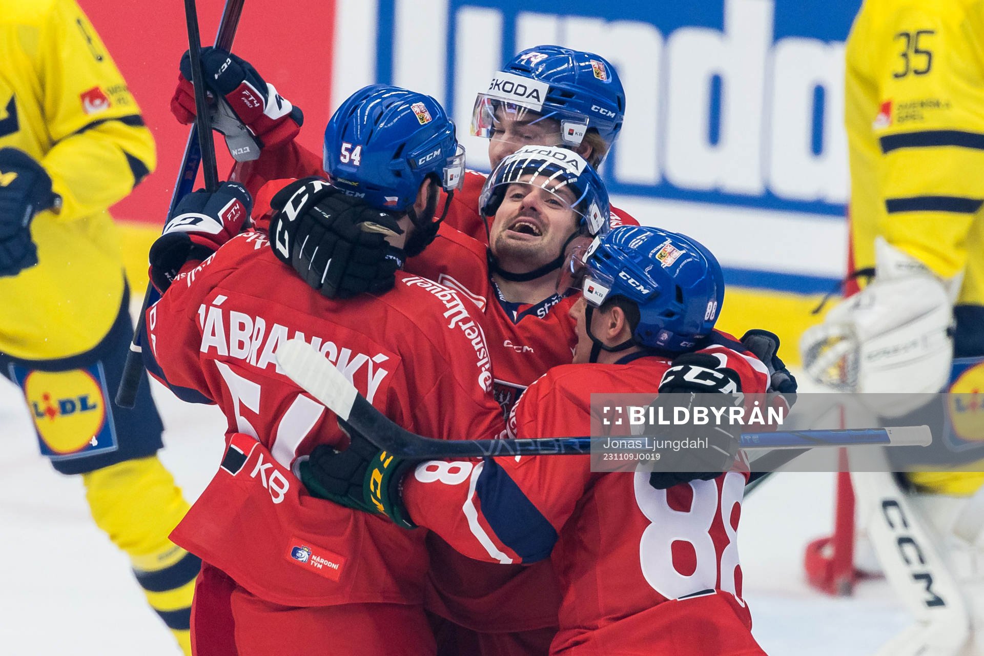 Jakub Flek of Czech Republic celebrates with team mates