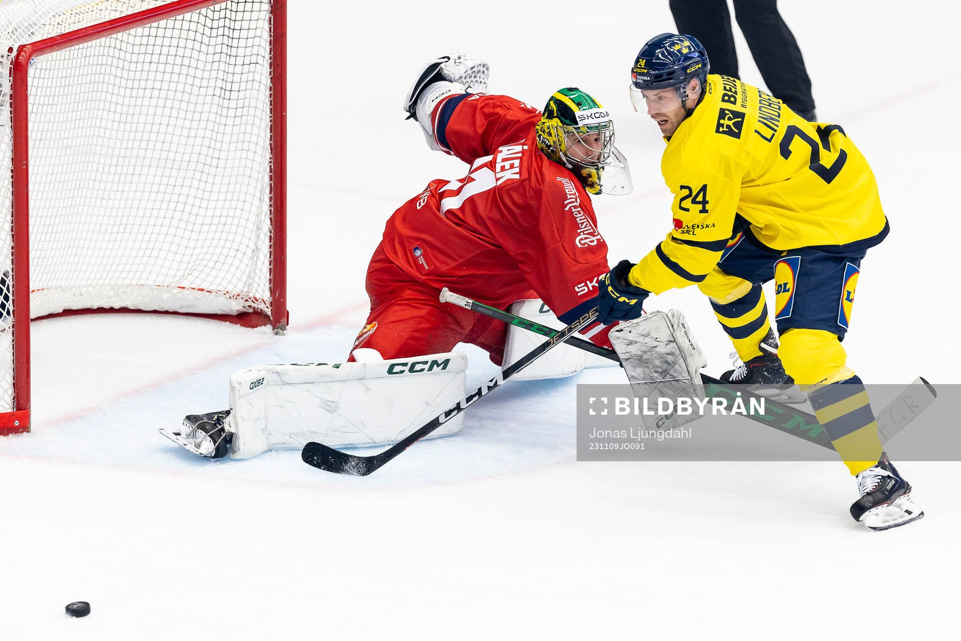 goaltender Jakub Málek of Czech Republic and Oscar