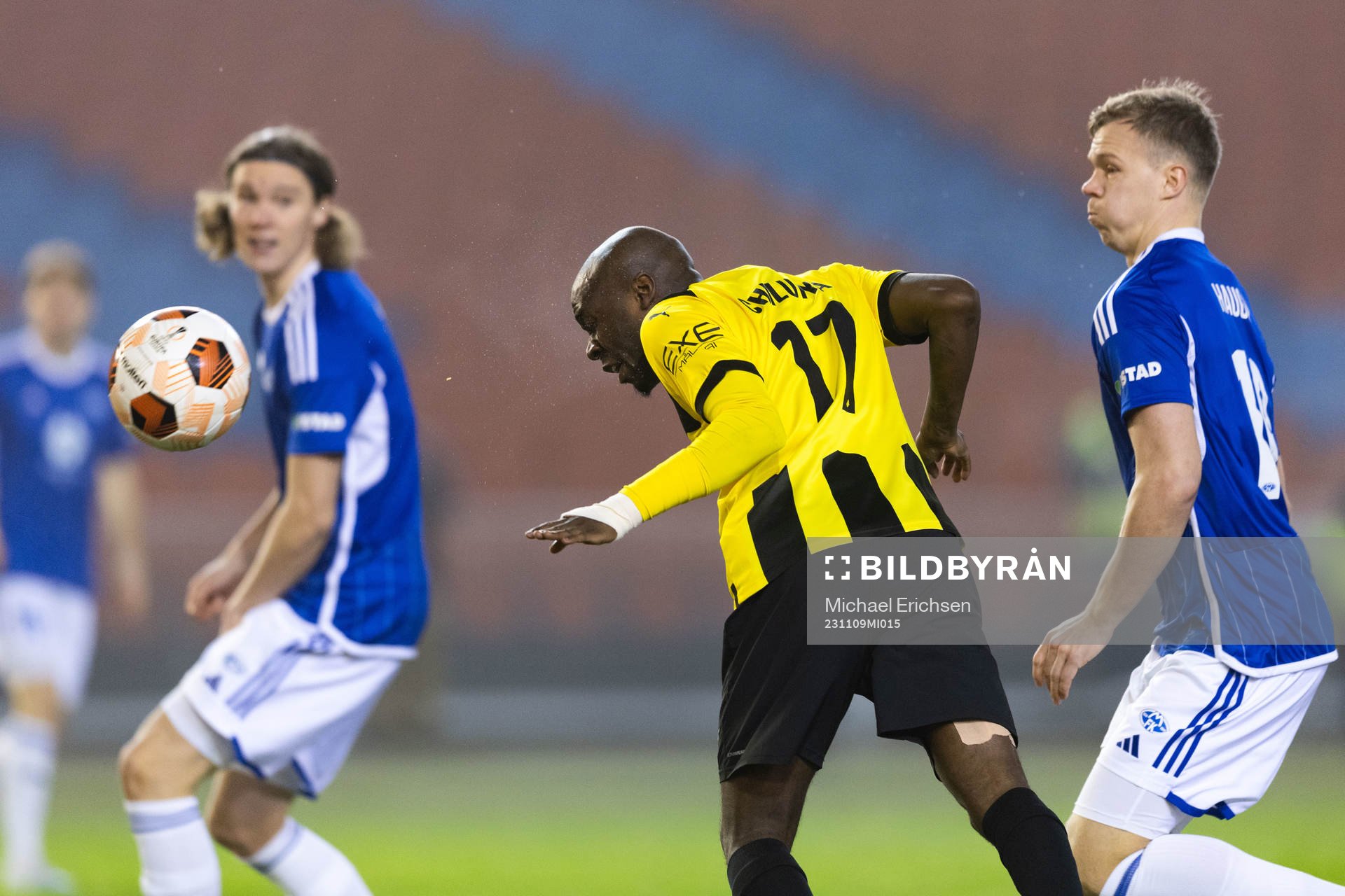 Edward Chilufya of BK Häcken during the UEFA Europa League football match between BK Häcken and Molde on November 9, 2023 in Göteborg.