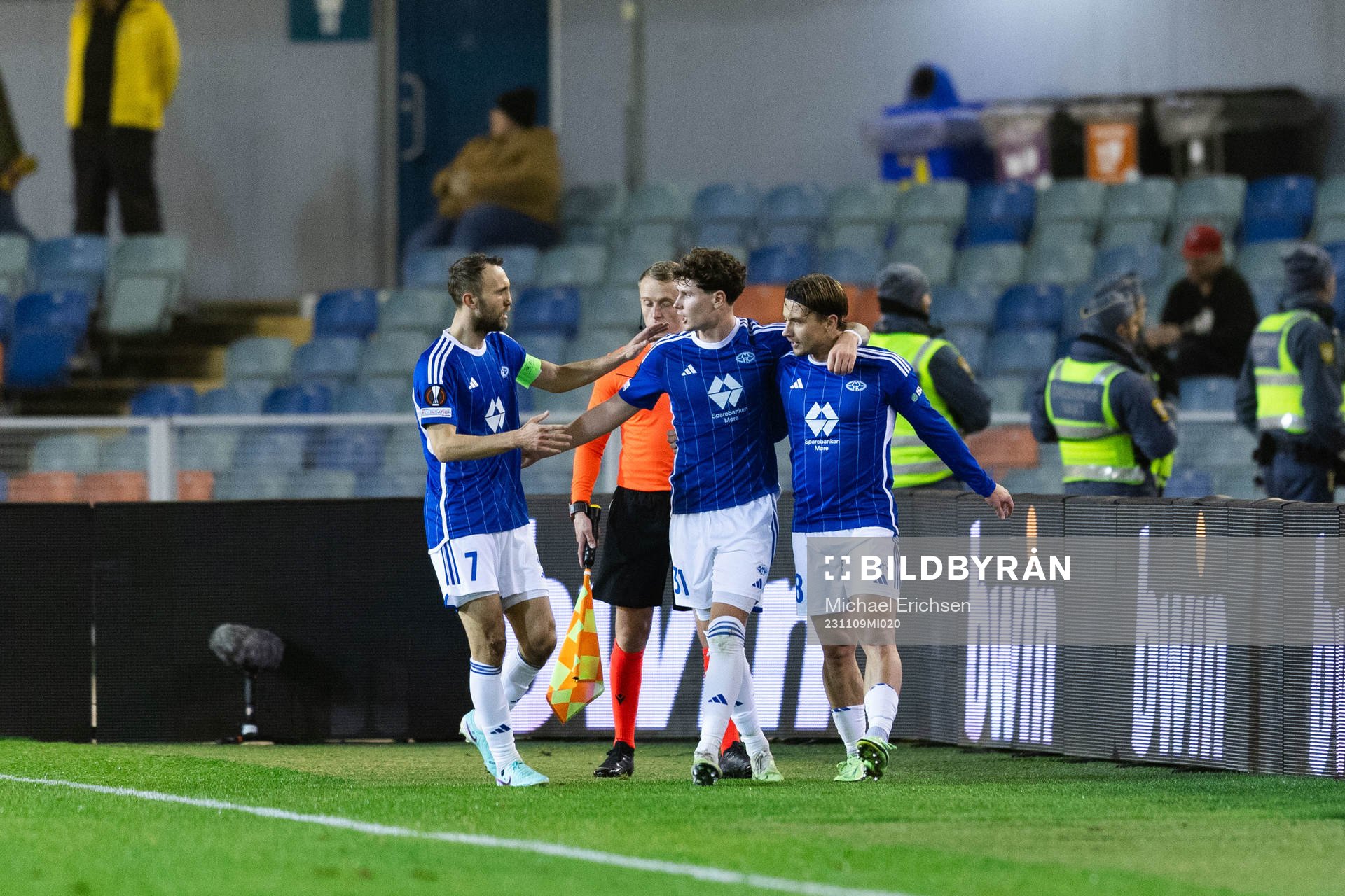 Fredrik Gulbrandsen of Molde celebrates with team mates