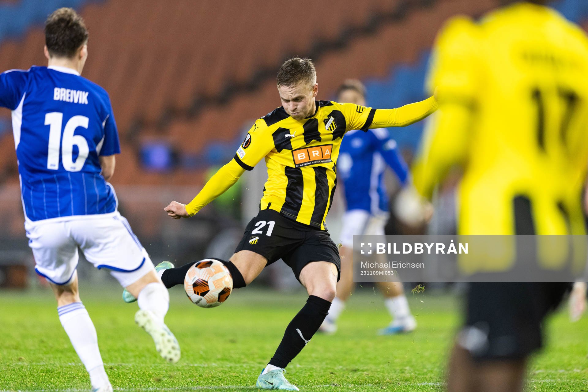 Tomas Olai Totland of BK Häcken during the UEFA Europa League football match between BK Häcken and Molde on November 9, 2023 in Göteborg.