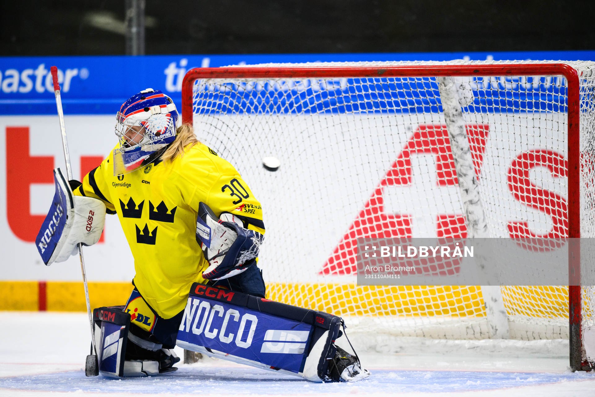 Lena Marie Lutz of Switzerland (not in picture) scores the