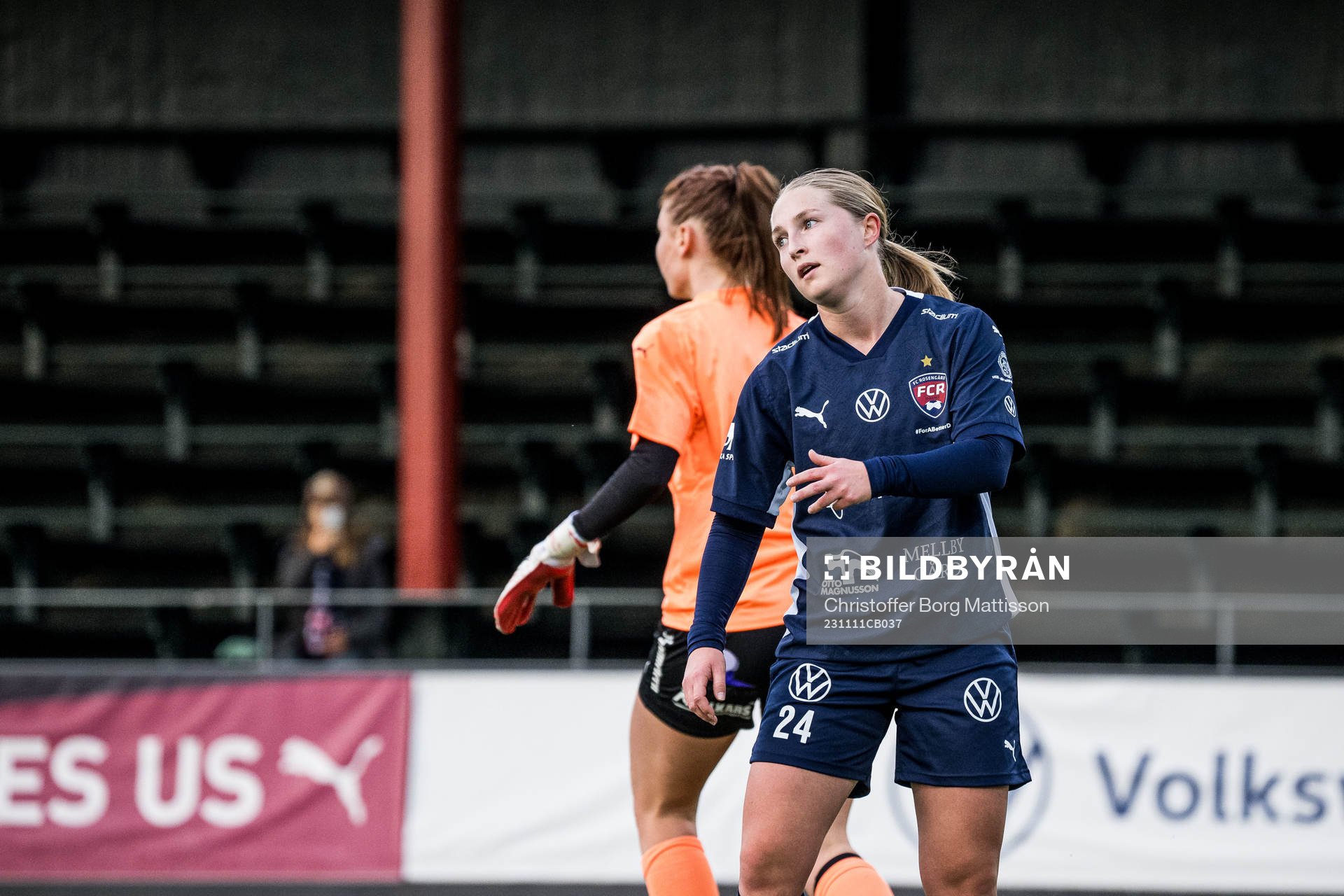 FC Rosengårds Hanna Andersson under fotbollsmatchen i Damallsvenskan mellan FC Rosengård och Kalmar den 11 november 2023 i Malmö.