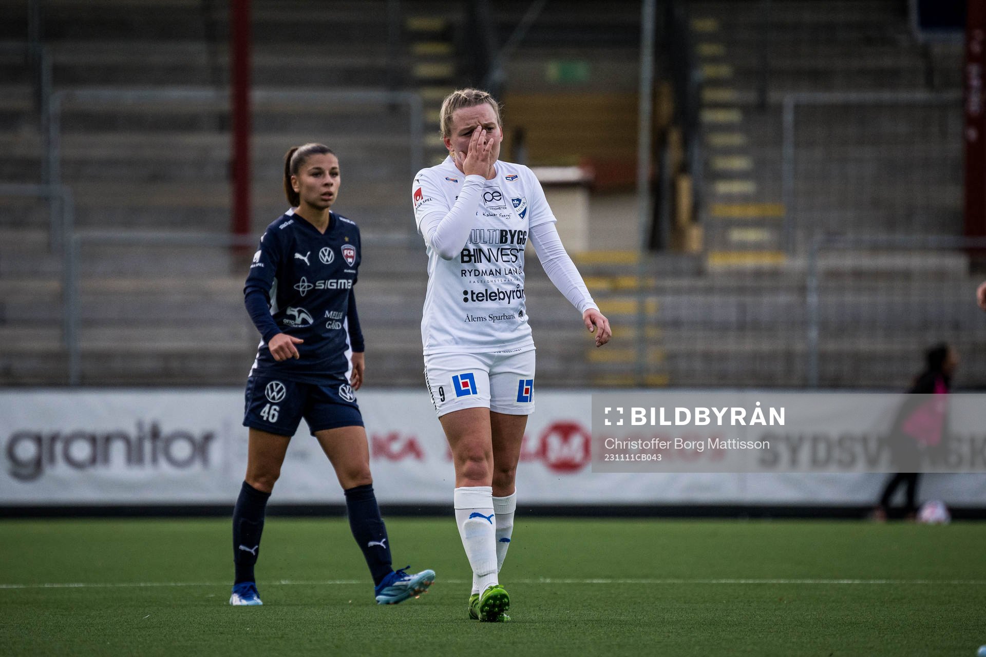 Kalmars Nova Karlsson under fotbollsmatchen i Damallsvenskan mellan FC Rosengård och Kalmar den 11 november 2023 i Malmö.