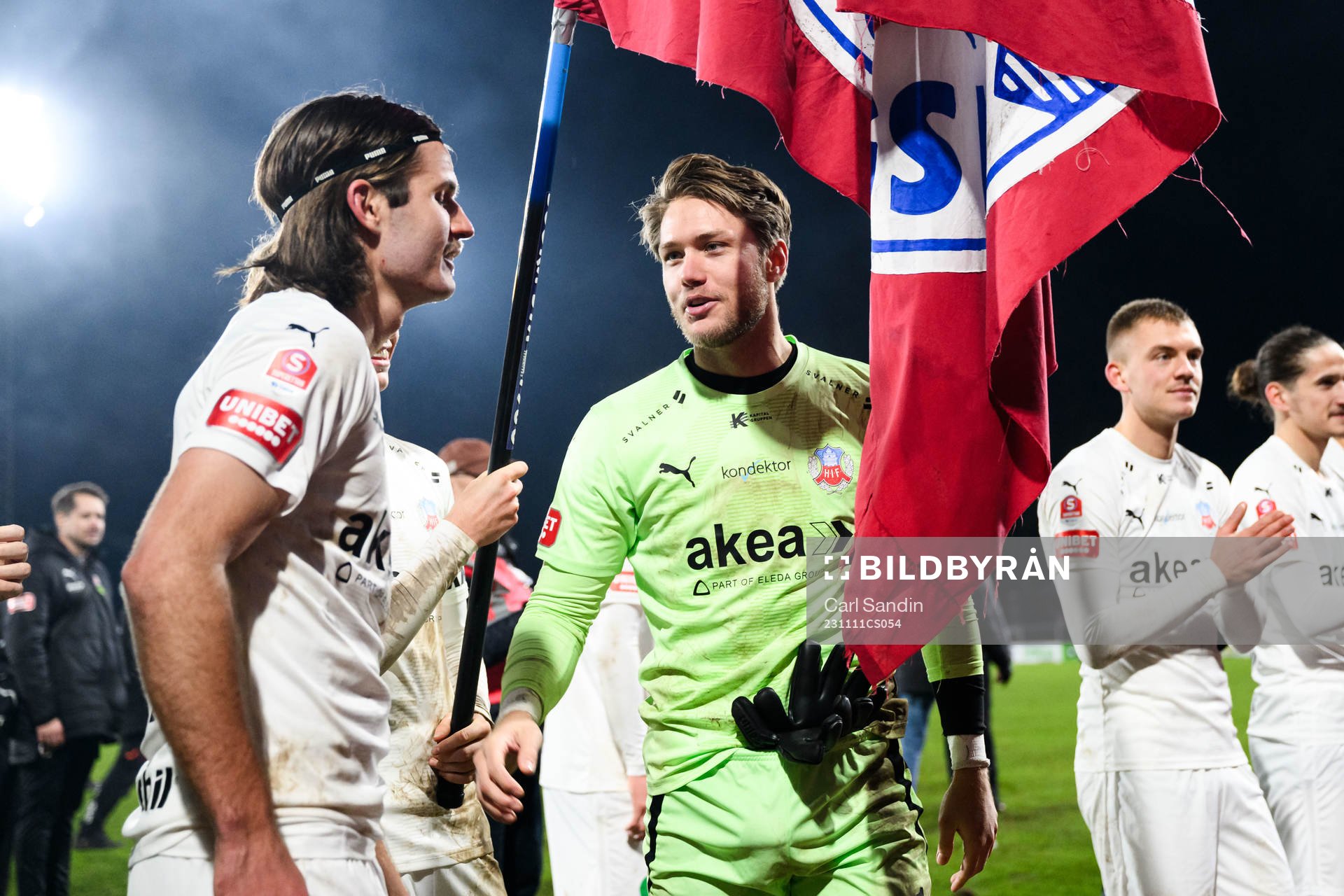 Helsingborgs Wilhelm Loeper och målvakt Kalle Joelsson