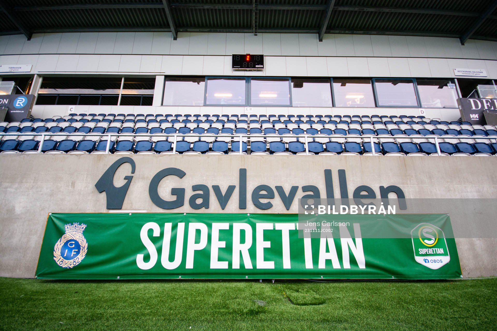 Interör vy över Gavlevallen inför fotbollsmatchen i Superettan mellan Gefle och Trelleborg den 11 november 2023 i Gävle. 