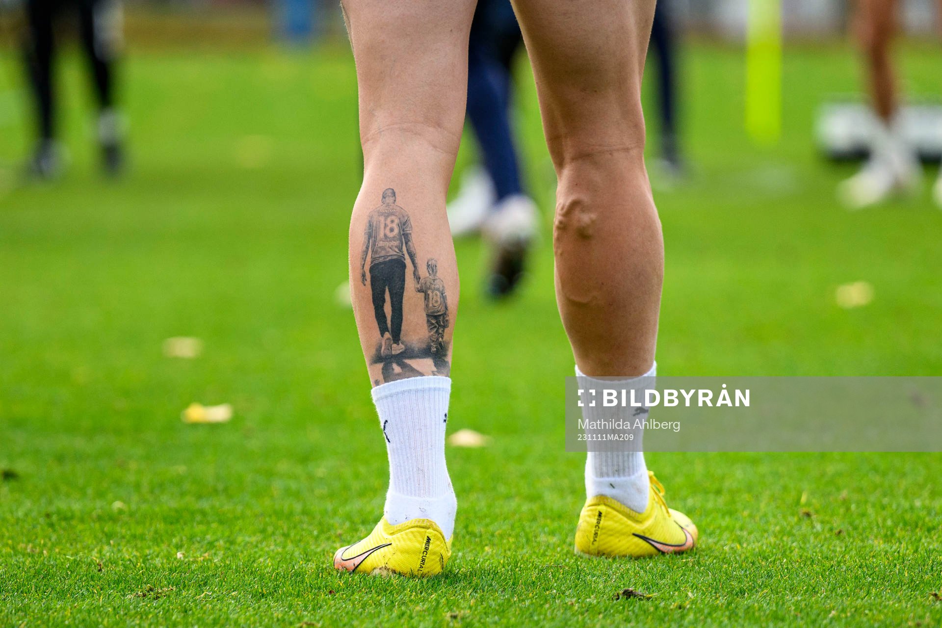 Tatuering på Pontus Janssons vad