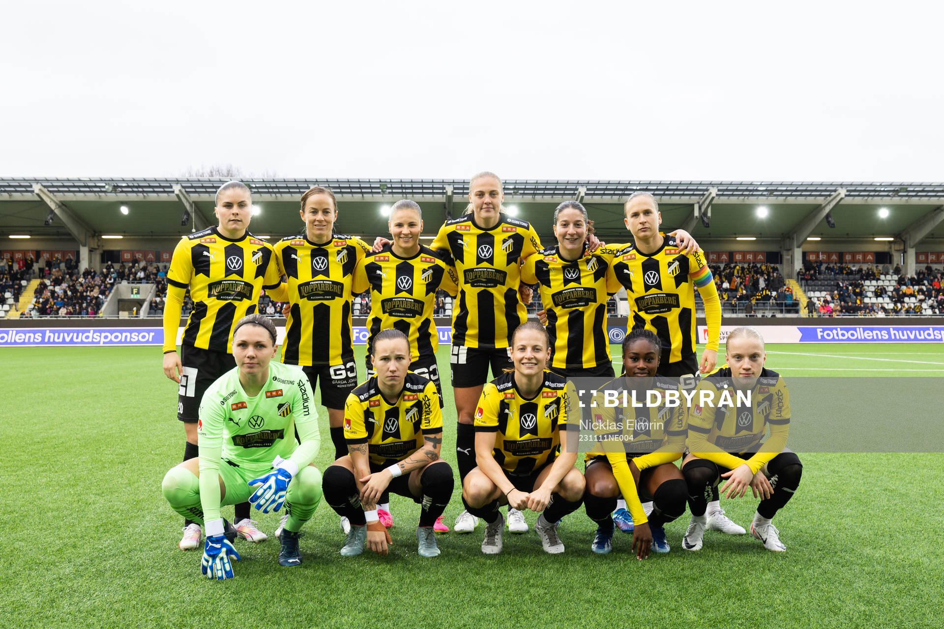 Häckens startelva inför fotbollsmatchen i Damallsvenskan mellan Häcken och Piteå den 11 november 2023 i Göteborg. 