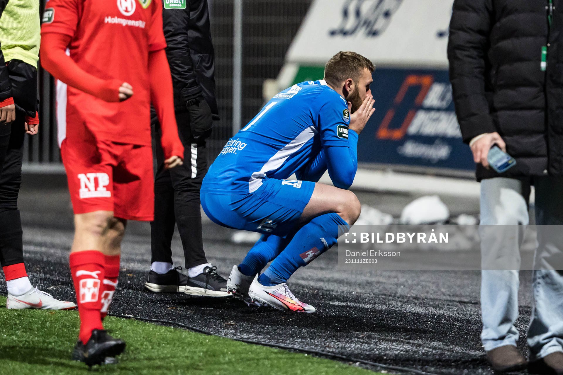 Jönköpings Södras målvakt Alexander Nilsson deppar