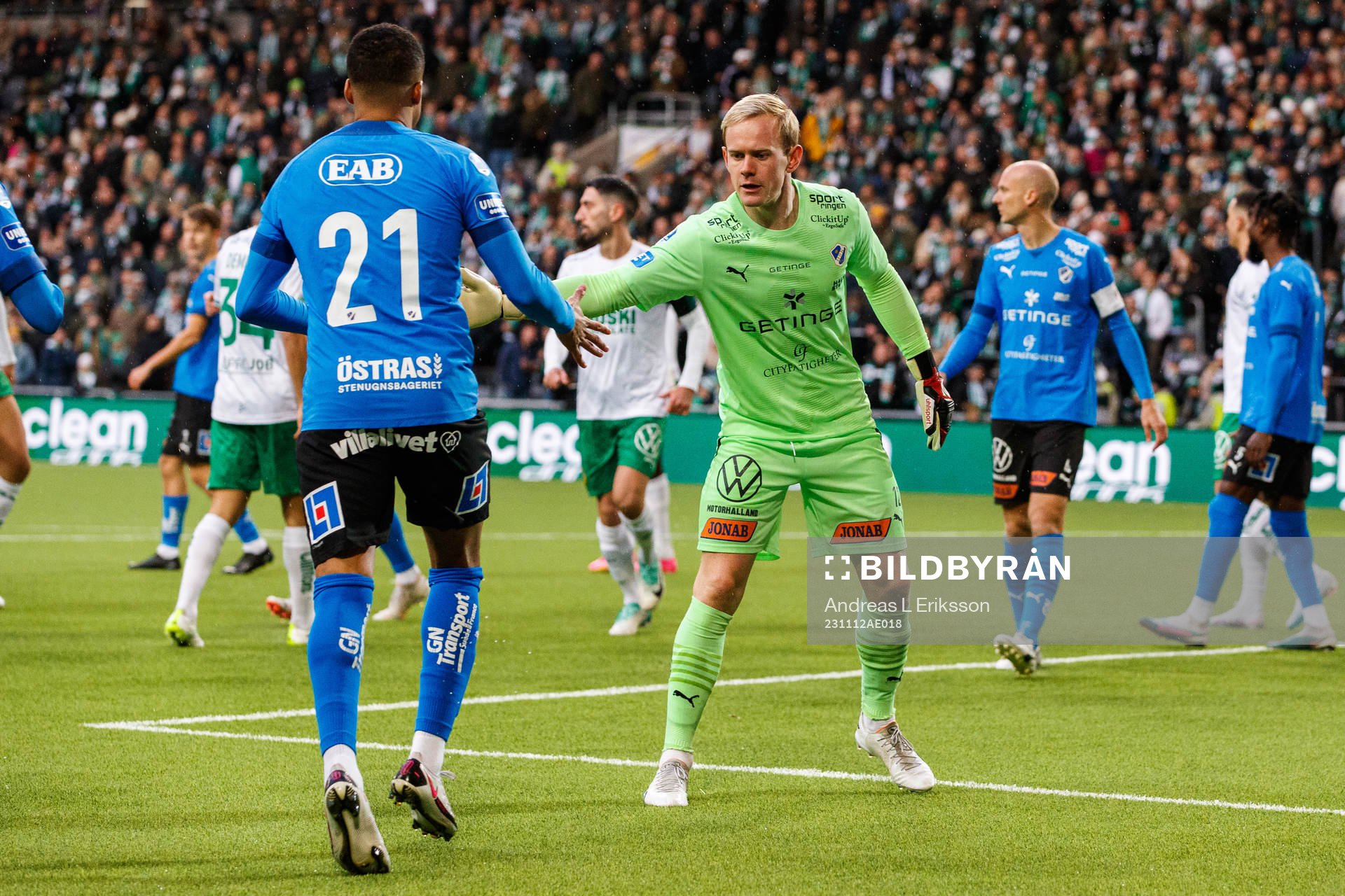 Halmstads Marcus Olsson och målvakt Malte Påhlsson