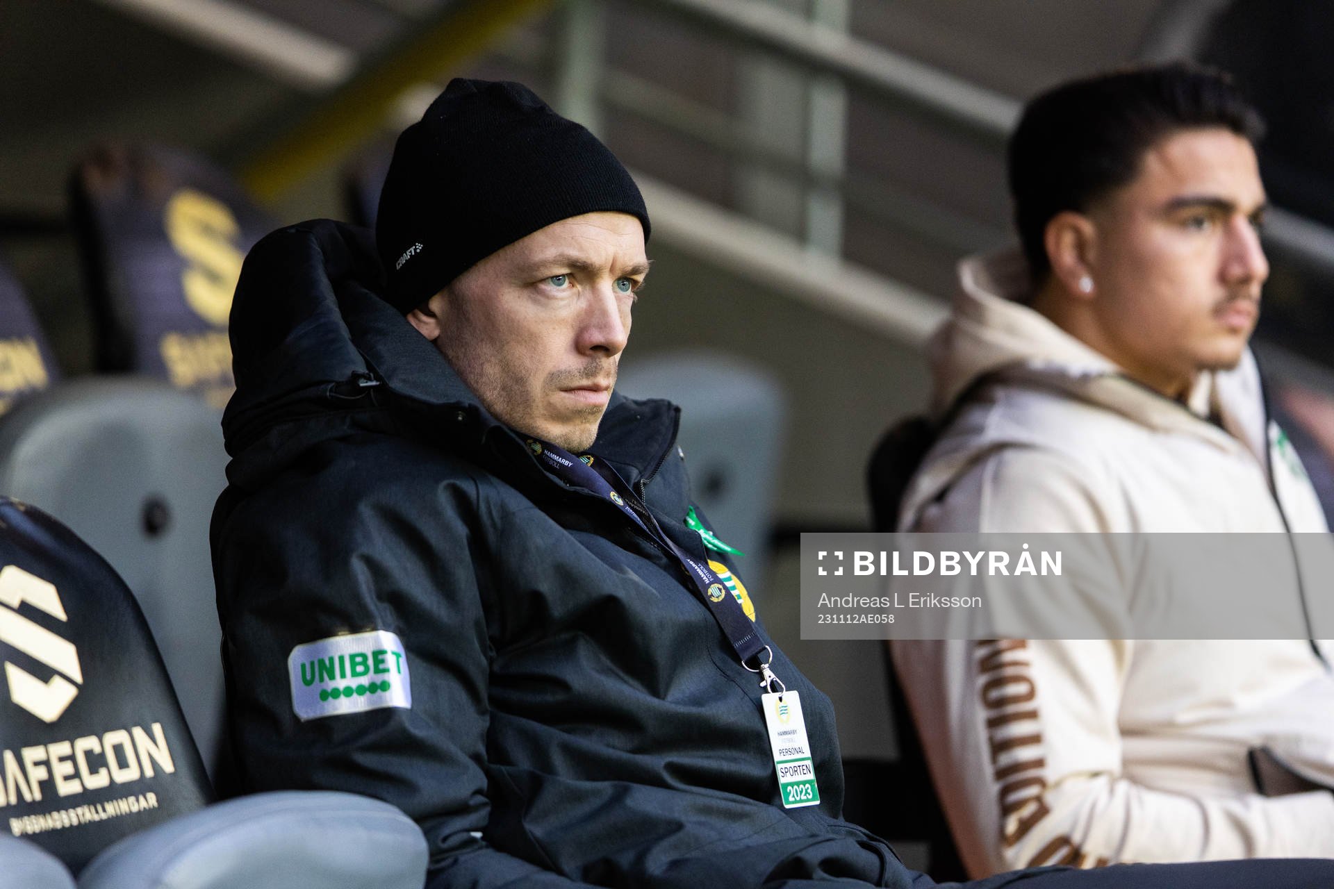 Hammarbys Jon Gudni Fjoluson innan fotbollsmatchen i