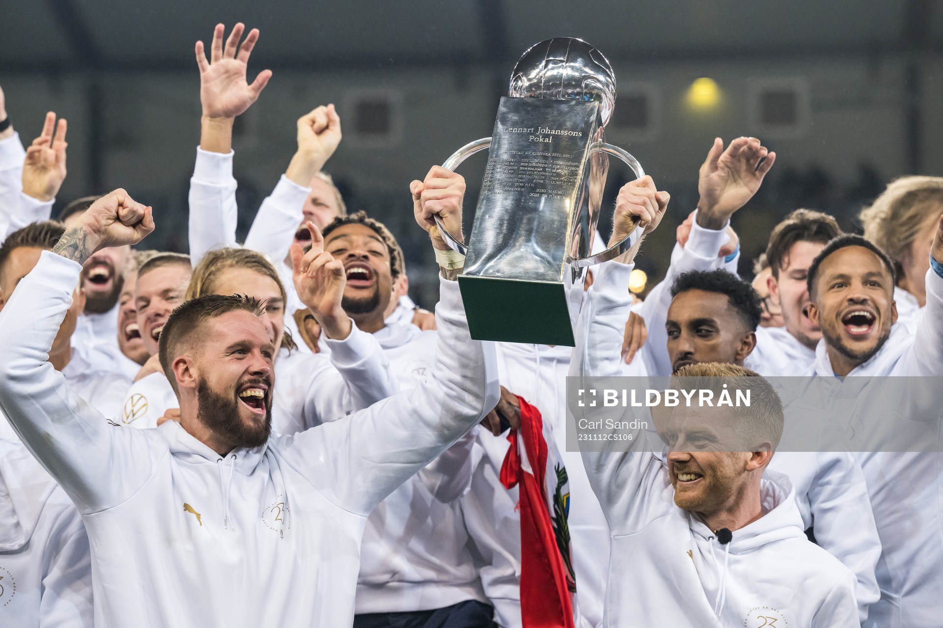 Malmö FFs Pontus Jansson och Anders Christiansen jublar