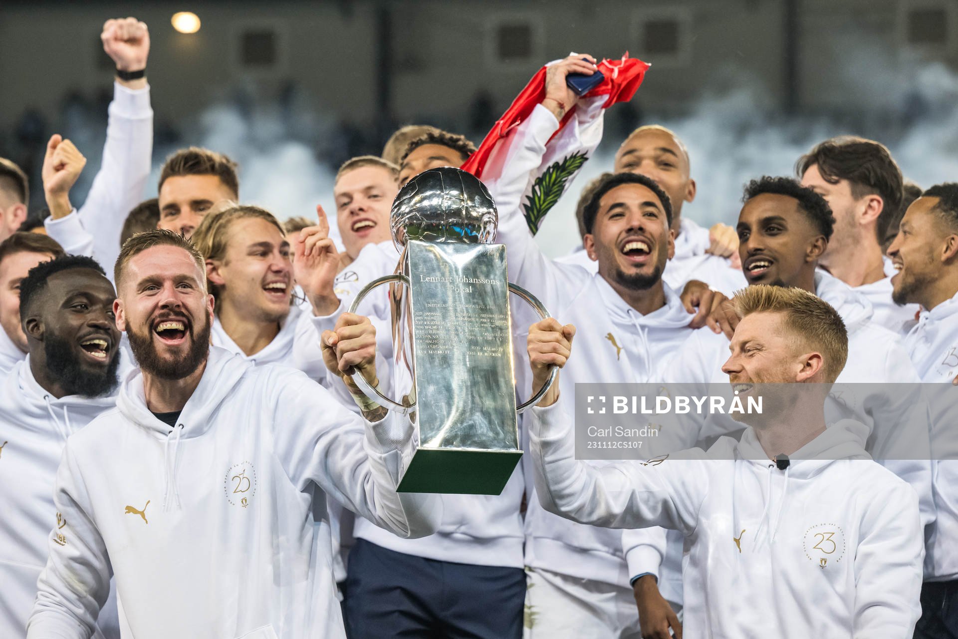 Malmö FFs Pontus Jansson och Anders Christiansen jublar
