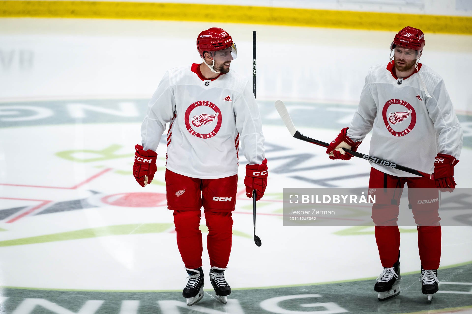 David Perron and J.T. Compher of Detroit Red Wings