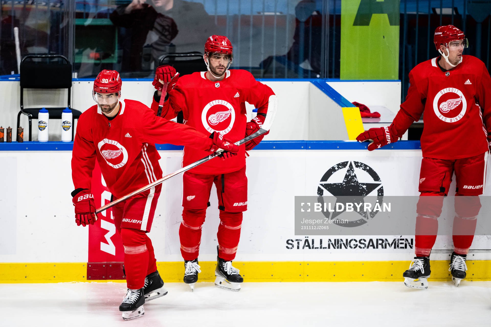 Joe Veleno and Shayne Gostisbehere of Detroit Red Wings