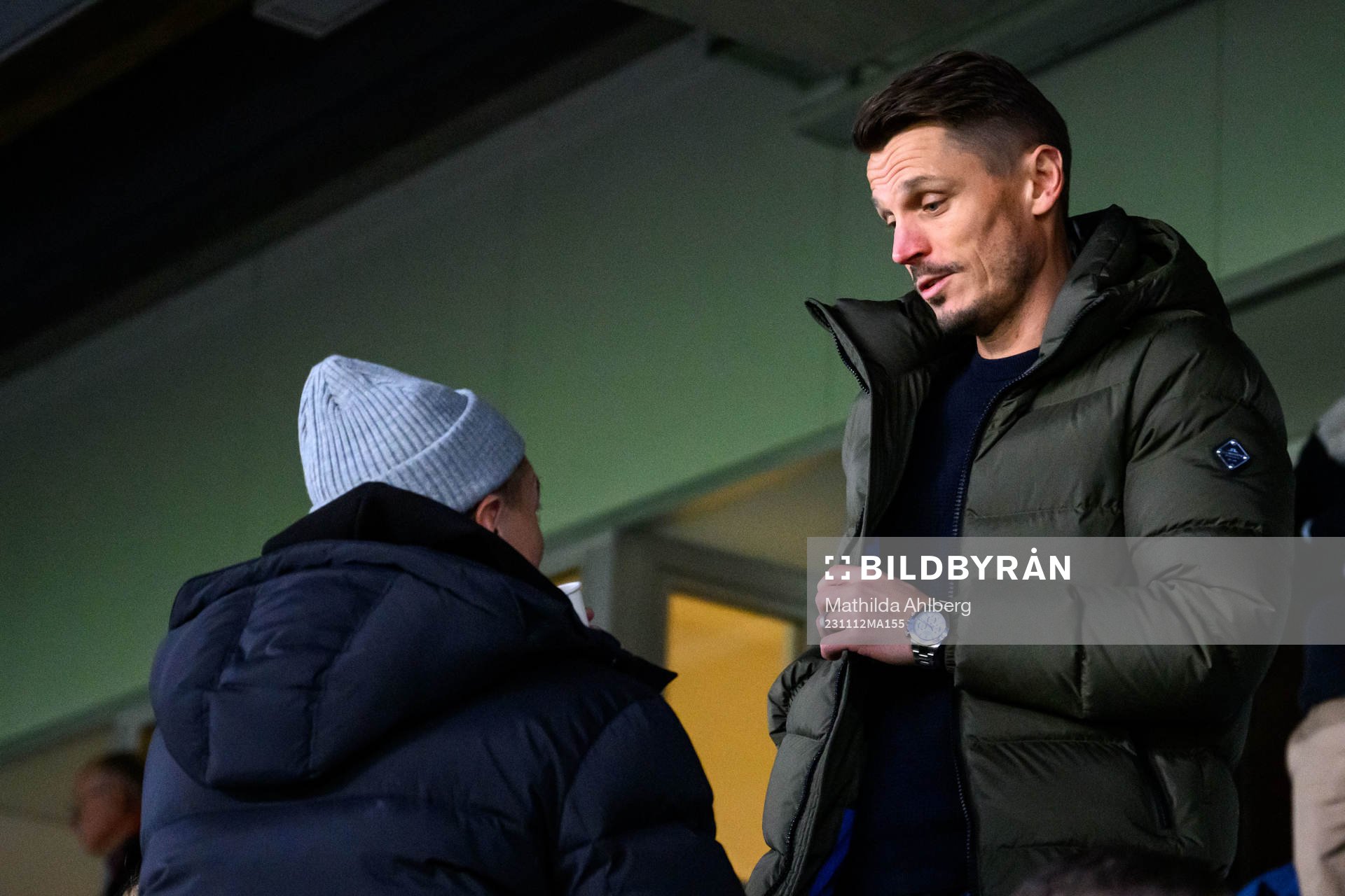Markus Rosenberg på läktaren under fotbollsmatchen i Allsvenskan mellan Malmö FF och Elfsborg den 12 november 2023 i Malmö. 