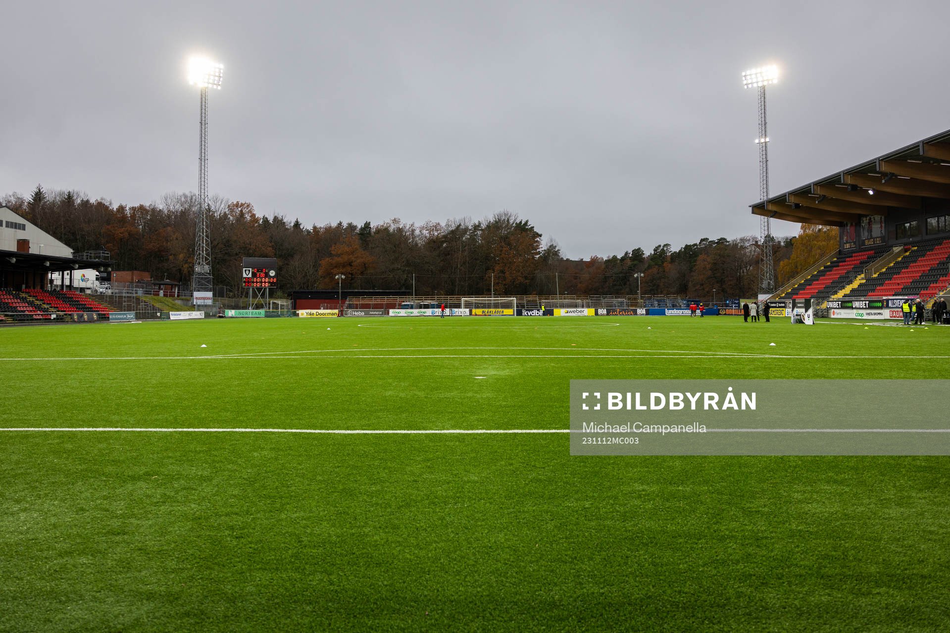 Generell vy på Grimsta IP innan fotbollsmatchen i