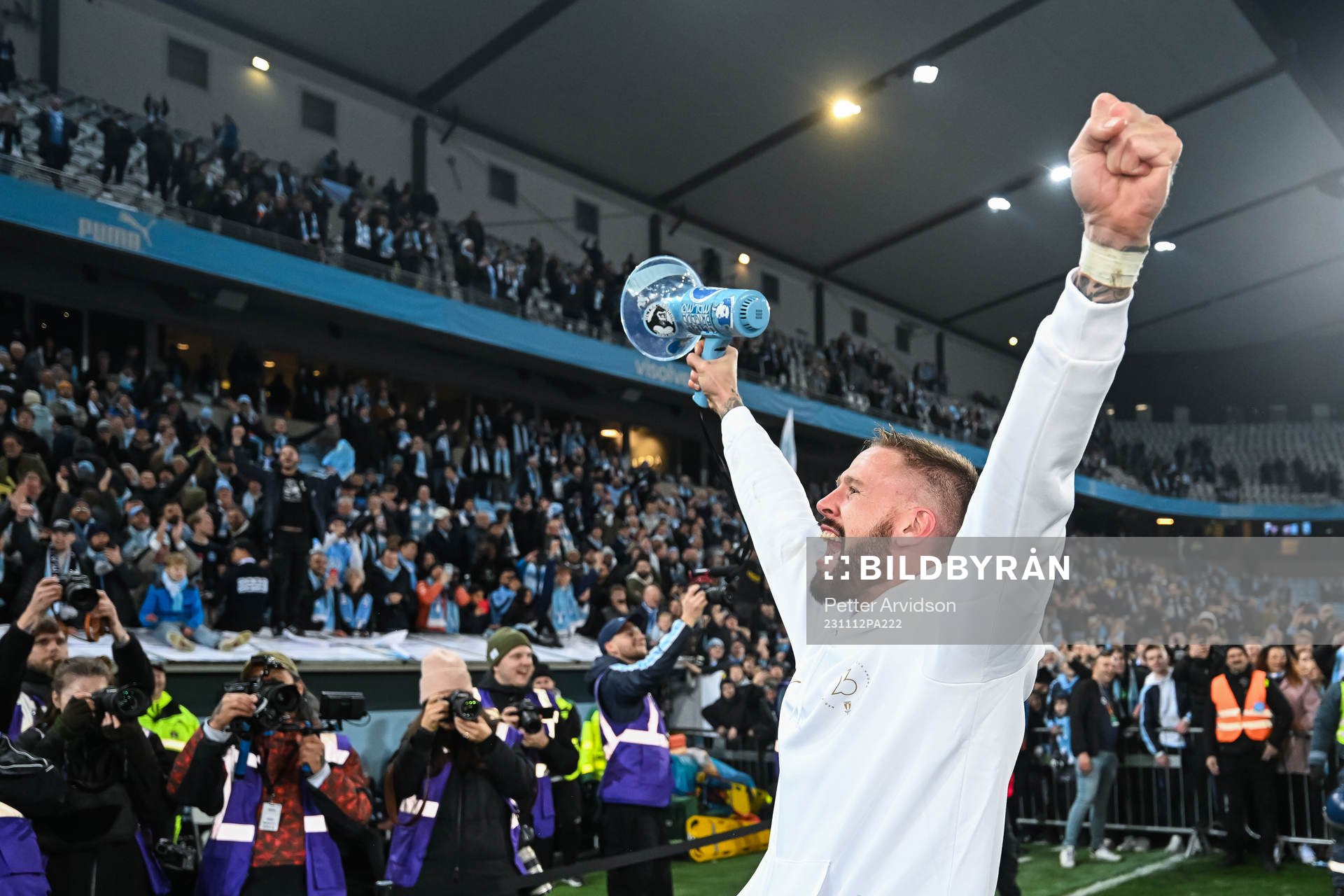 Malmö FFs Pontus Jansson jublar med Lennart Johanssons
