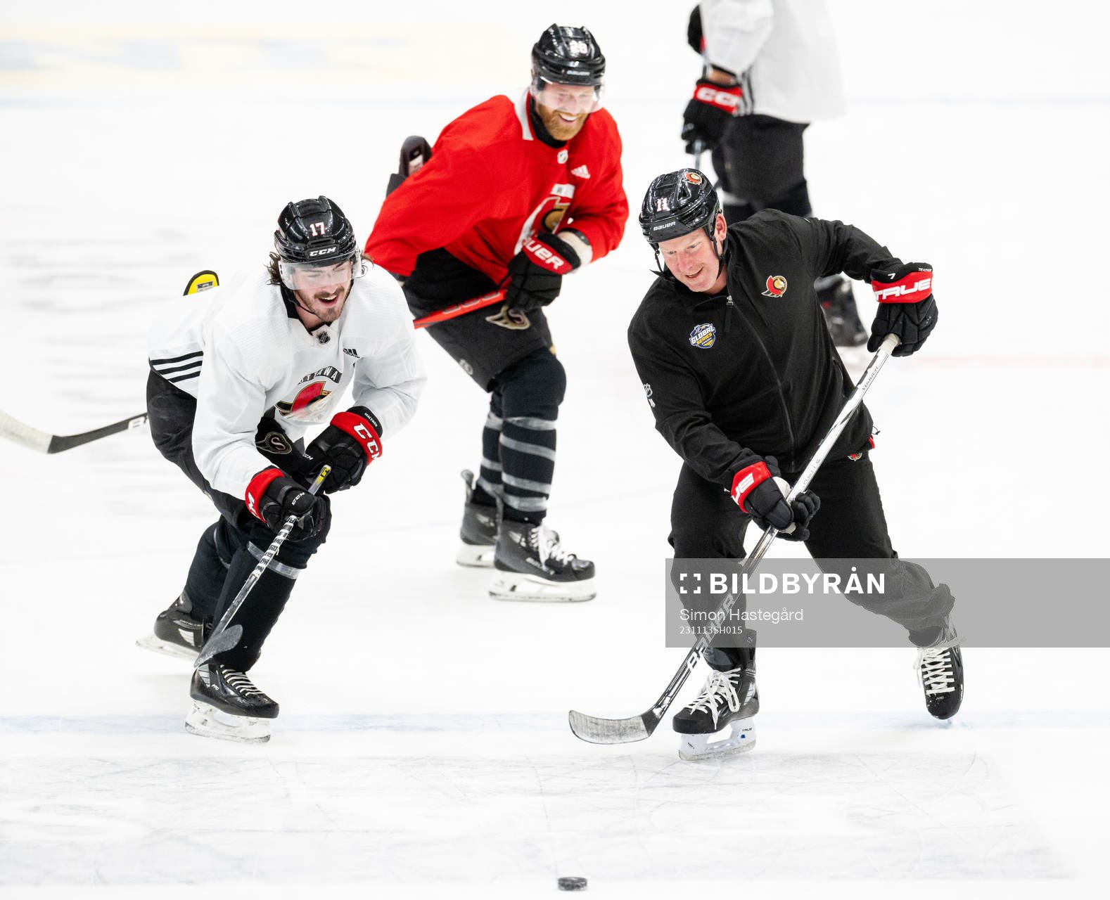 Zack MacEwen, Claude Giroux and Daniel Alfredsson