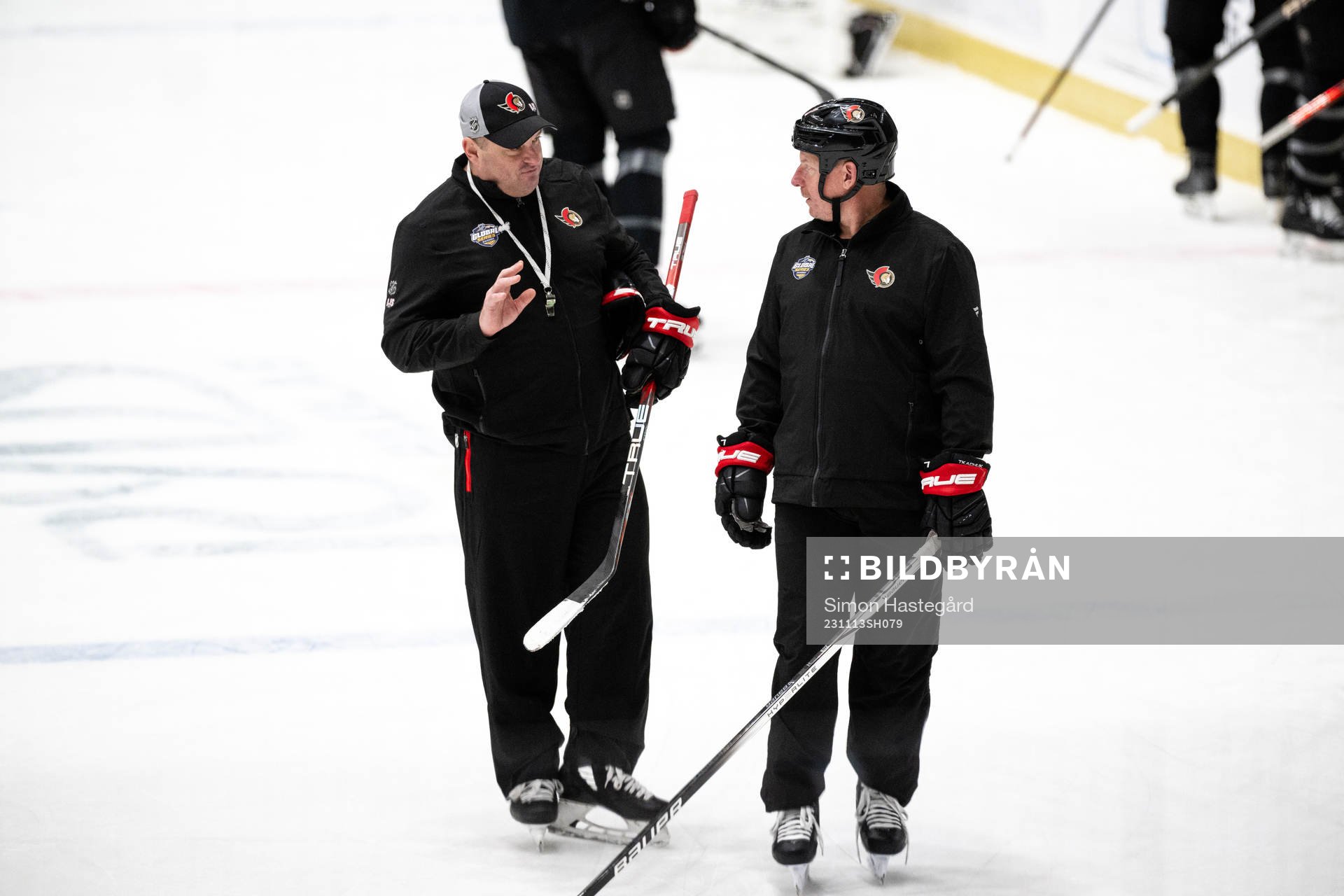 Head coach D.J. Smith and Daniel Alfredsson