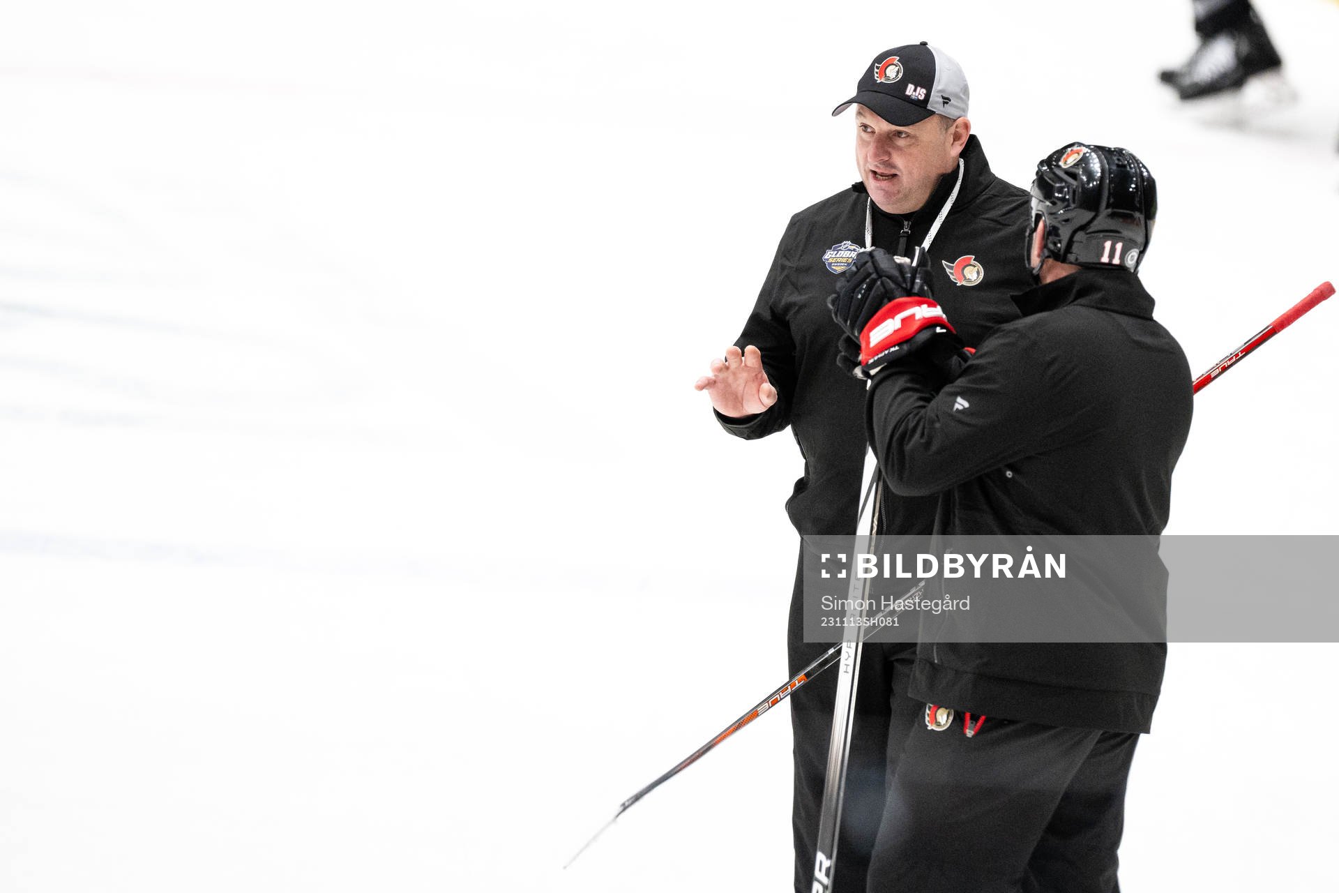 Head coach D.J. Smith and Daniel Alfredsson