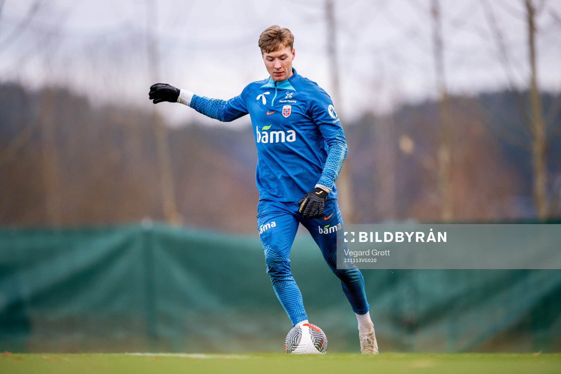Goalkeeper Mathias Dyngeland of the Norwegian national