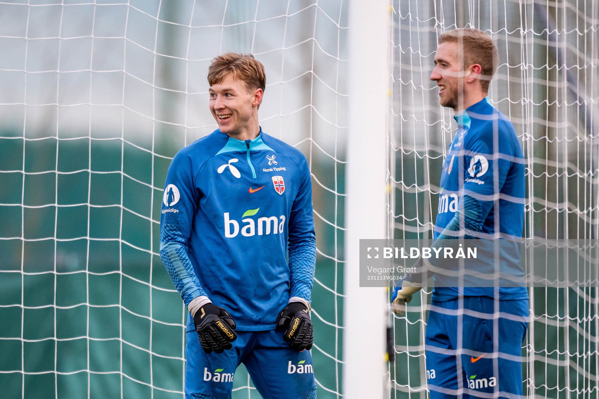 Goalkeeper Mathias Dyngeland and Egil Selvik of the