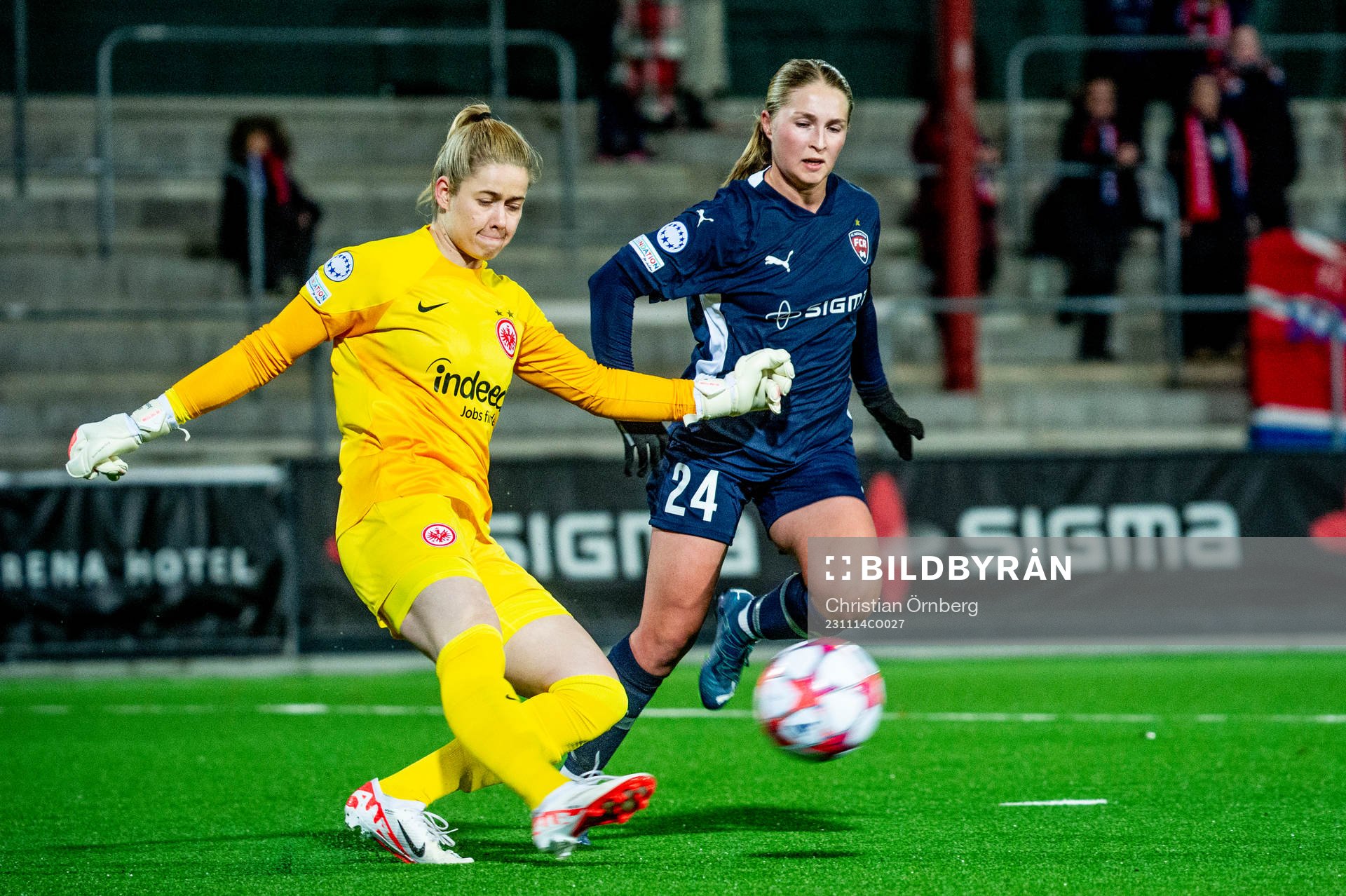 Goalkeeper Stina Johannes of Eintracht Frankfurt and Hanna