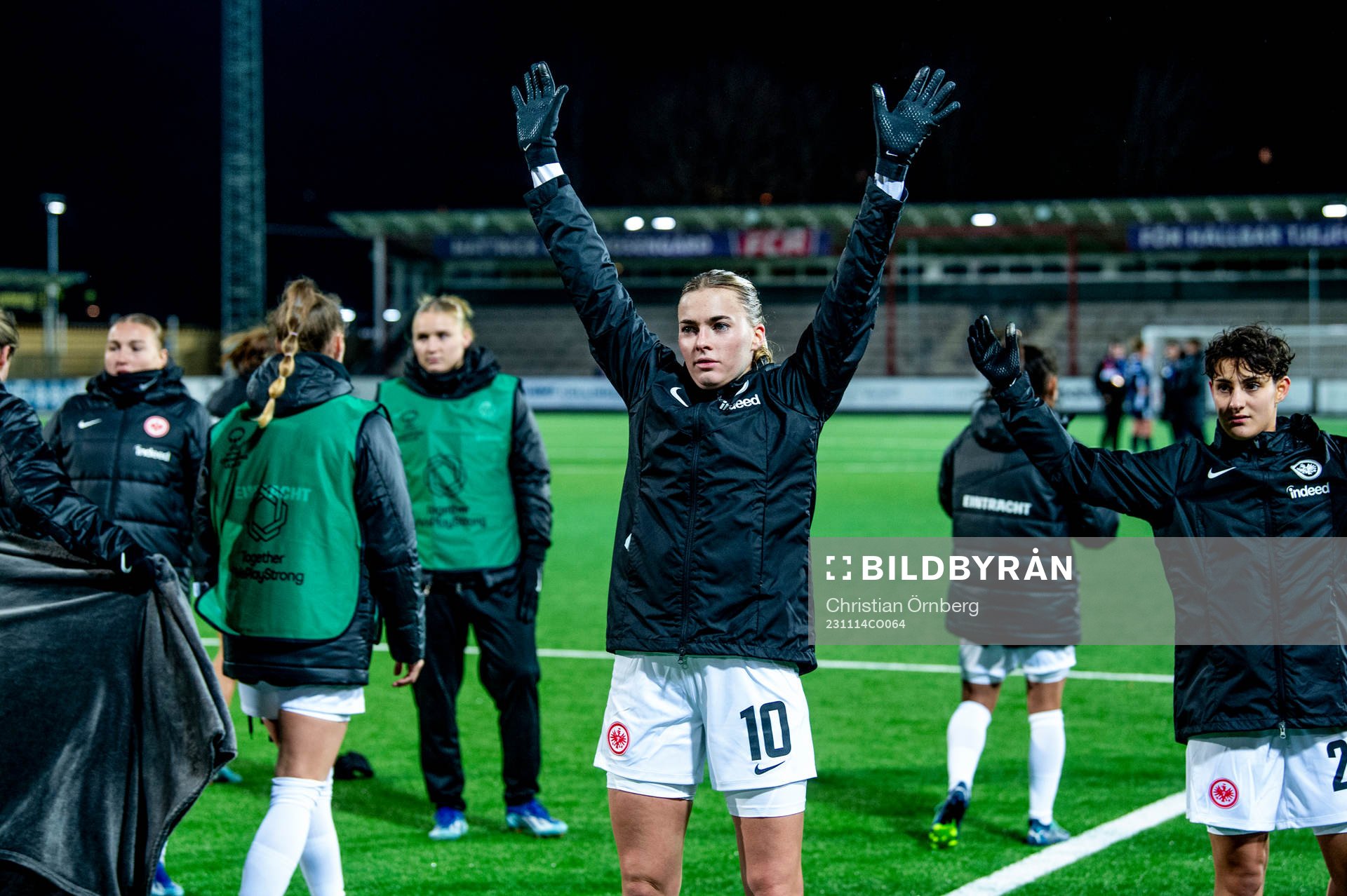 Laura Freigang of Eintracht Frankfurt celebrates after the UEFA Women's Champions League football match between FC Rosengård and Eintracht Frankfurt on November 14, 2023 in Malmö.