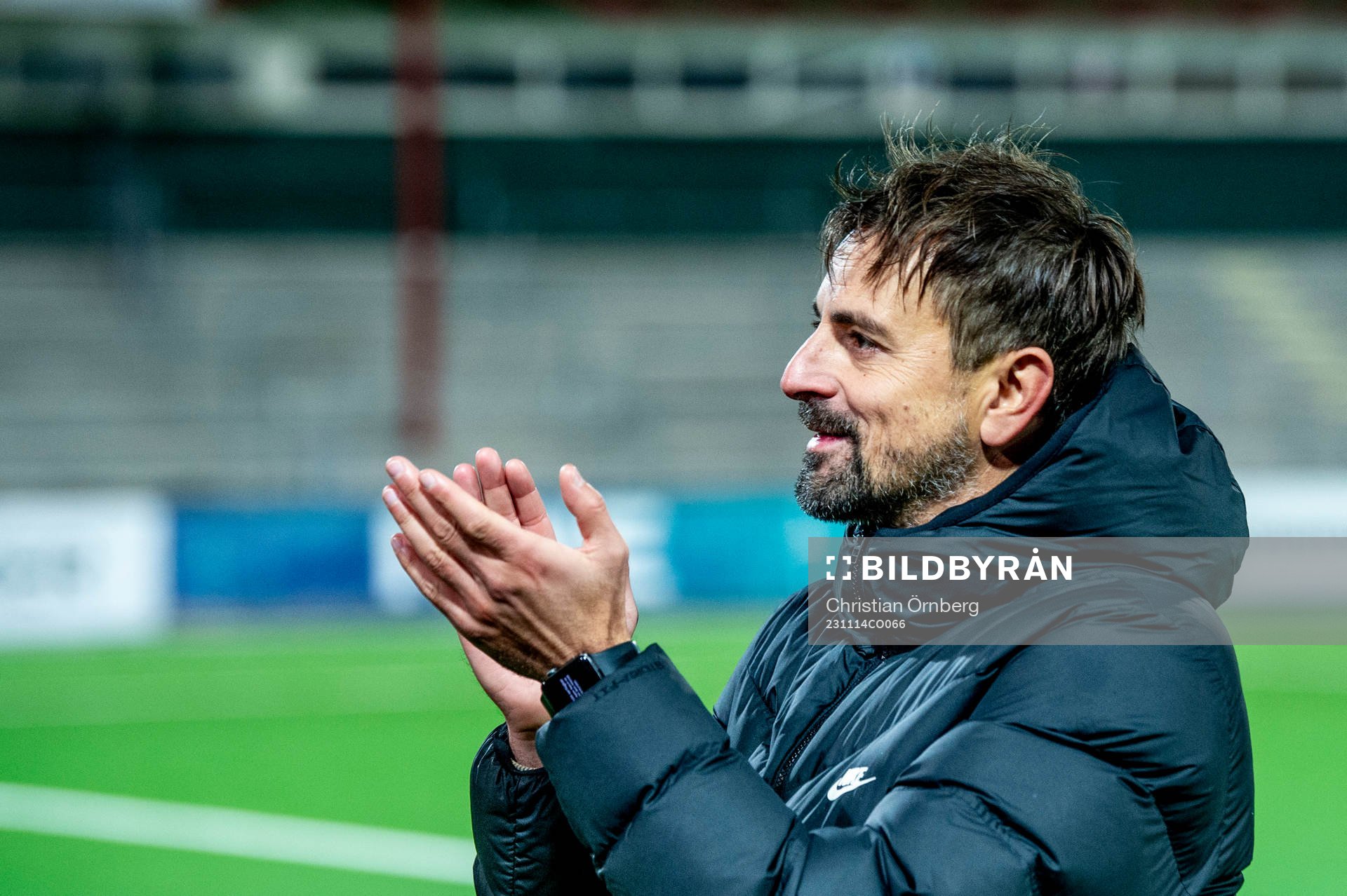 Head coach Nikolaos Arnau of Eintracht Frankfurt after the UEFA Women's Champions League football match between FC Rosengård and Eintracht Frankfurt on November 14, 2023 in Malmö.