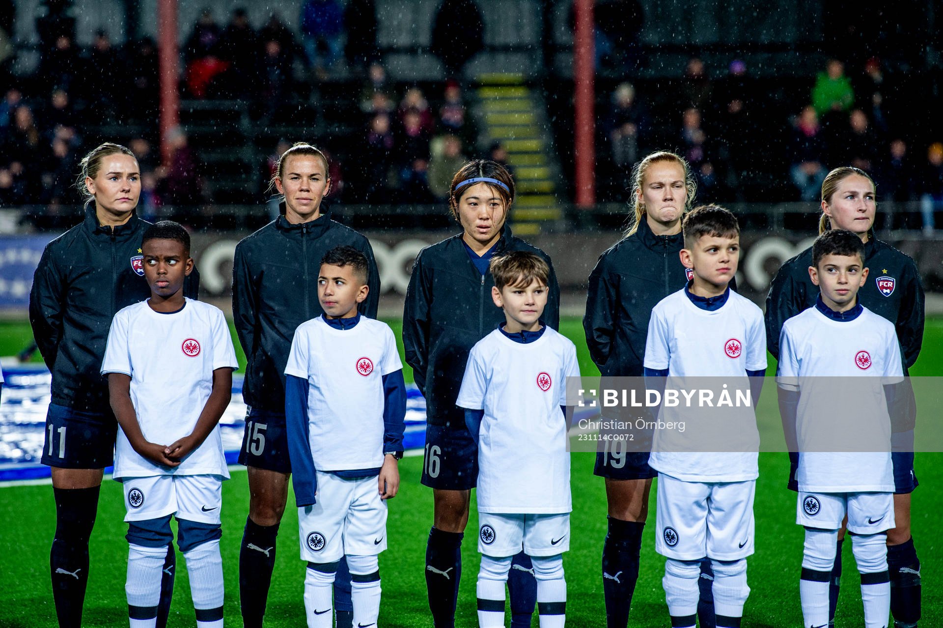 Players of FC Rosengård ahead of the UEFA Women's Champions League football match between FC Rosengård and Eintracht Frankfurt on November 14, 2023 in Malmö.