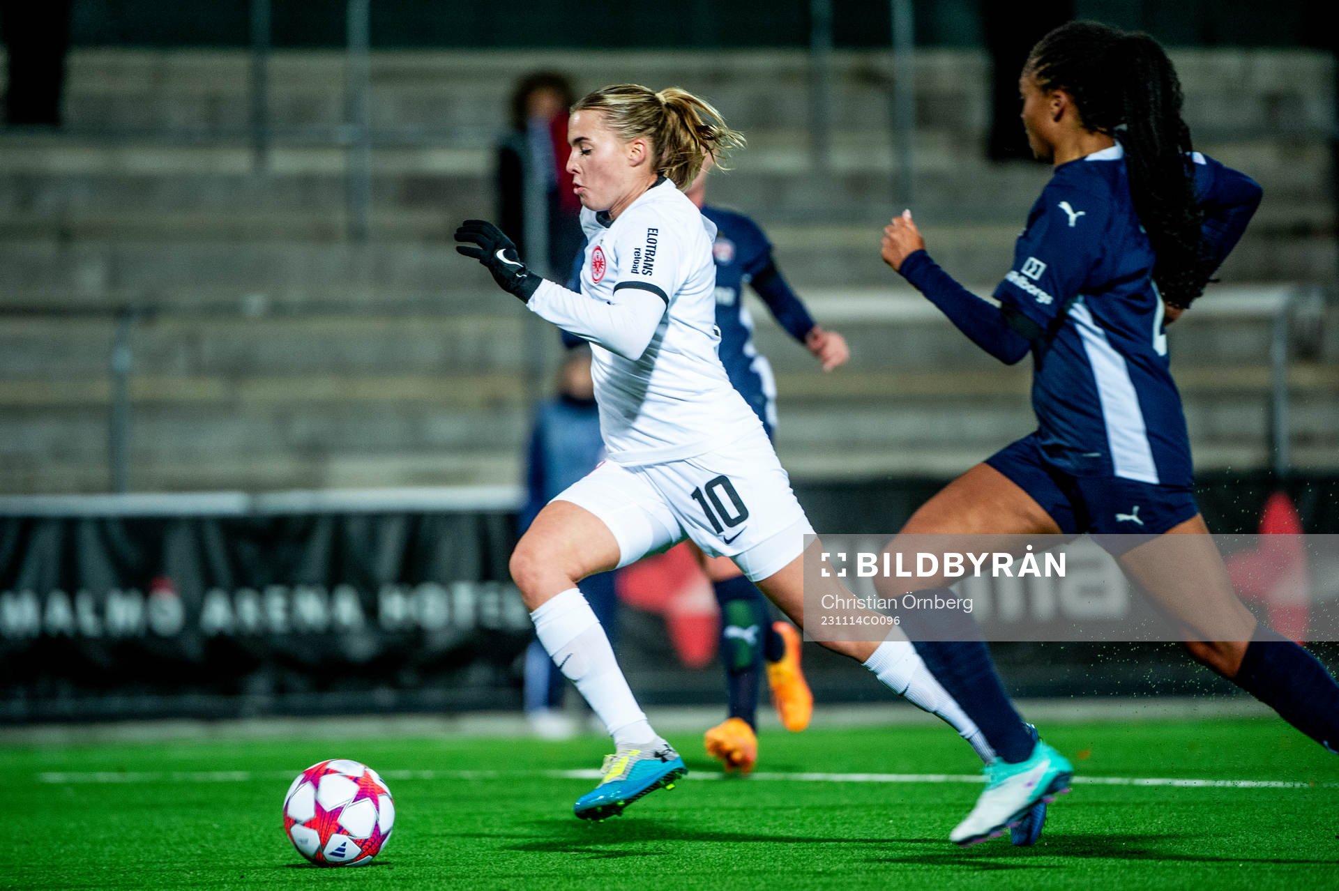 Laura Freigang of Eintracht Frankfurt during the UEFA Women's Champions League football match between FC Rosengård and Eintracht Frankfurt on November 14, 2023 in Malmö.