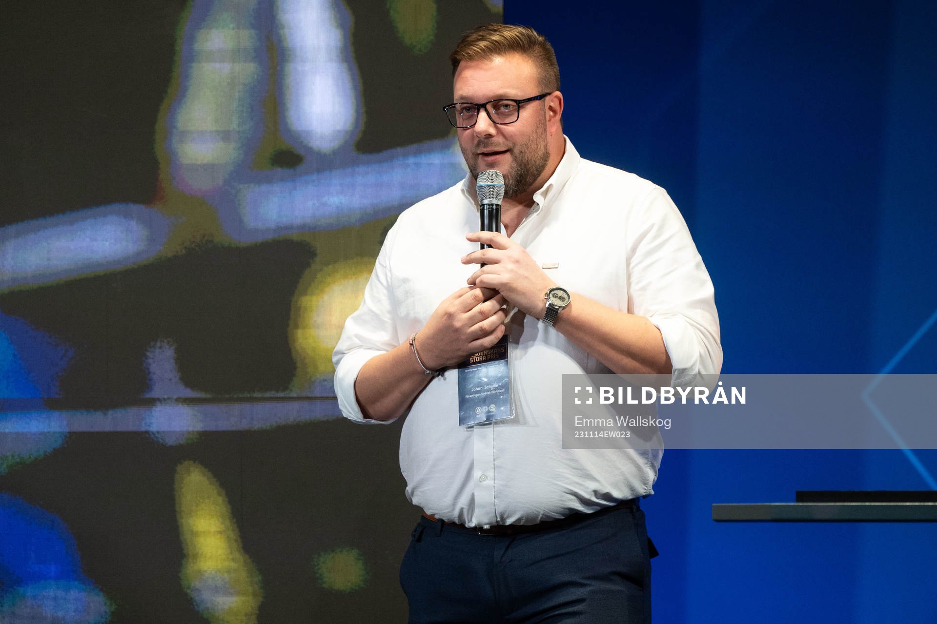 Johan Schollin, Matchdelegatkoordinator Svensk Elitfotboll, under Allsvenskans Stora Pris den 14 november 2023 i Stockholm. 