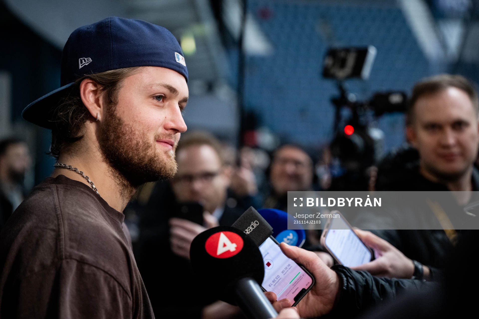 William Nylander of Toronto Maple Leafs speaks to media