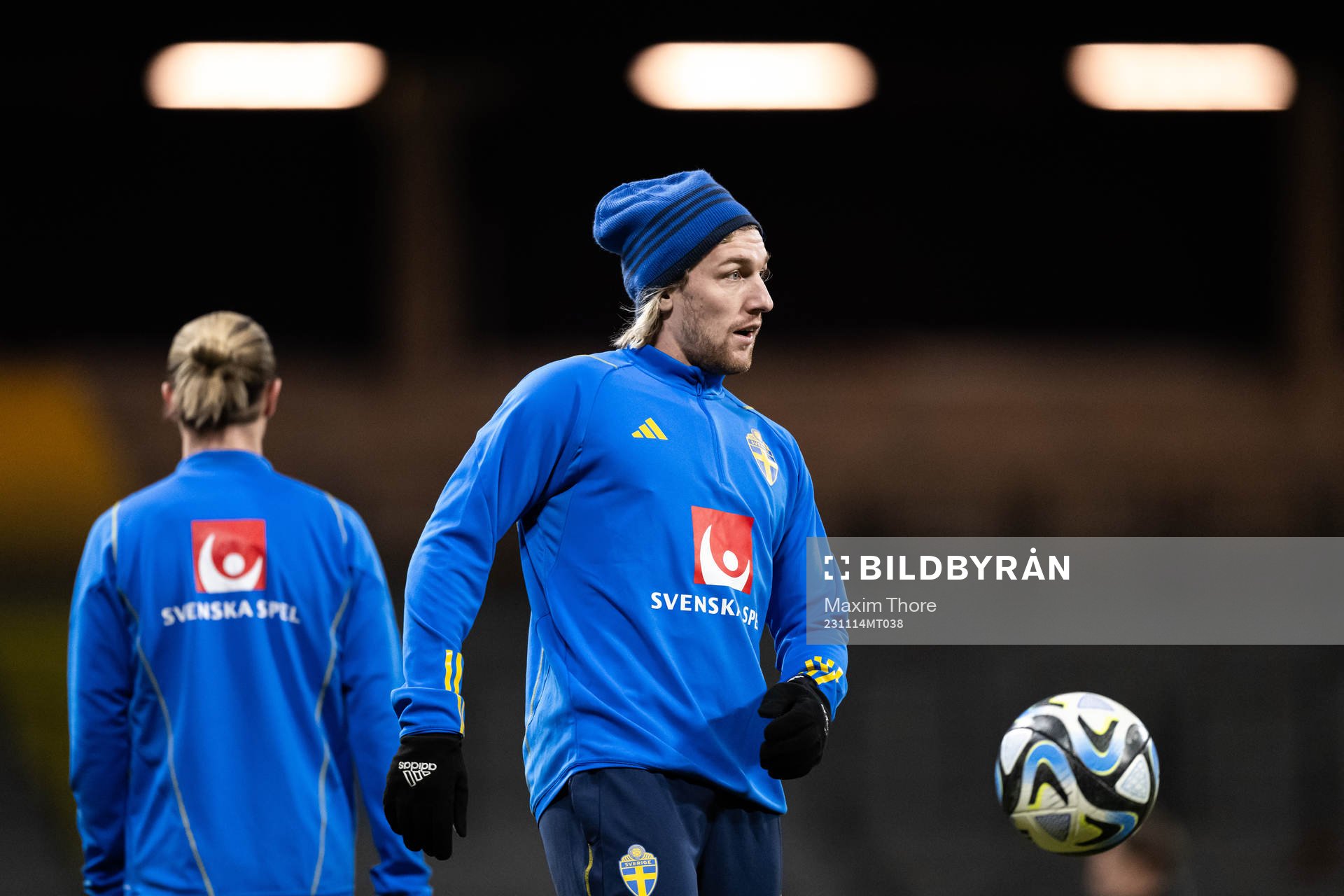 Emil Forsberg of the Swedish national football team during a training session on November 14, 2023 in Stockholm.