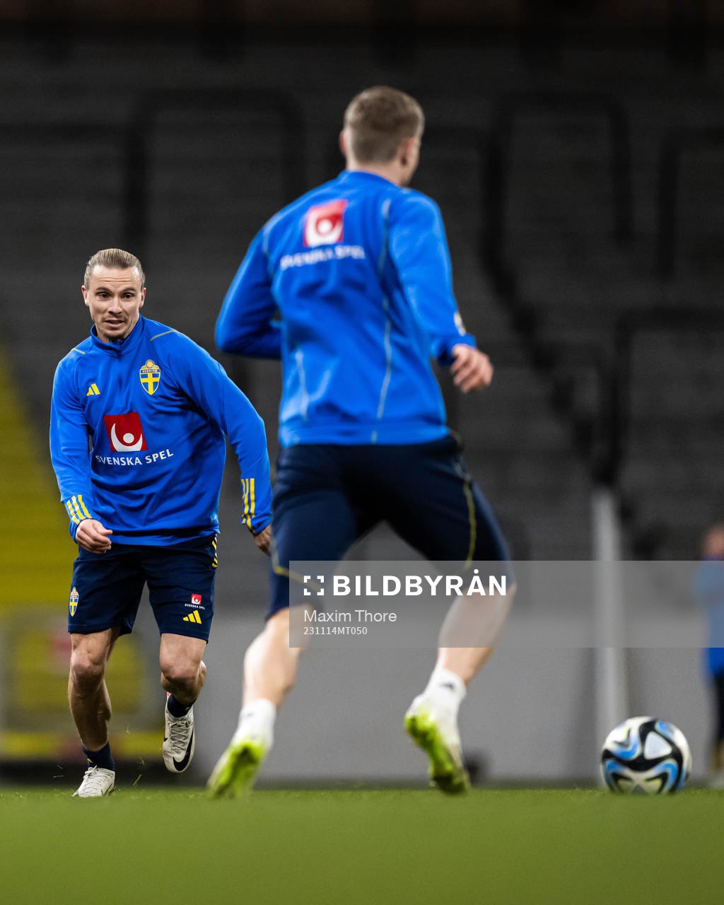 Niklas Hult of the Swedish national football team during a training session on November 14, 2023 in Stockholm.