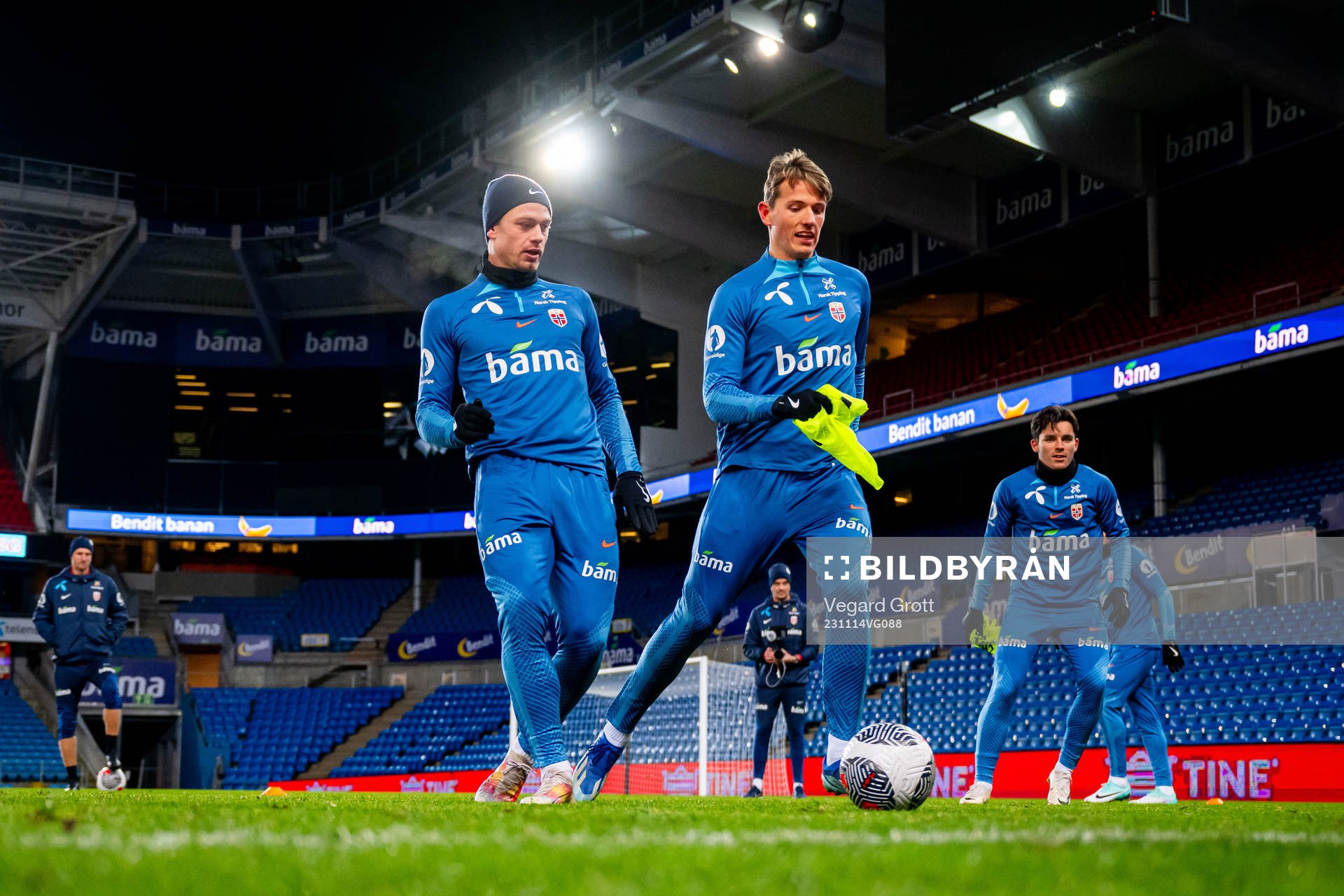Julian Ryerson and Sander Berge of the Norwegian national