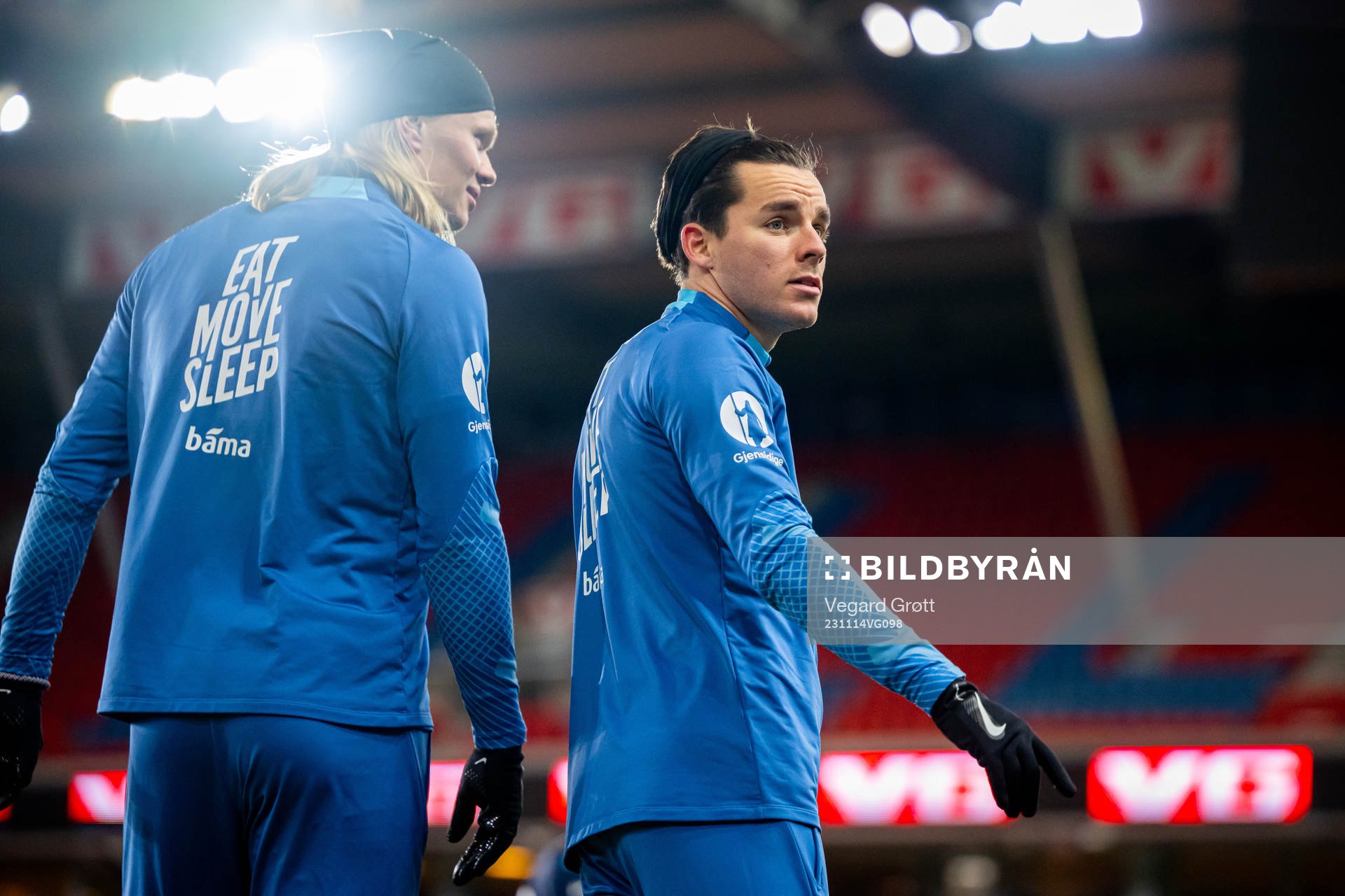 Erling Braut Haaland and Hugo Vetlesen of the Norwegian