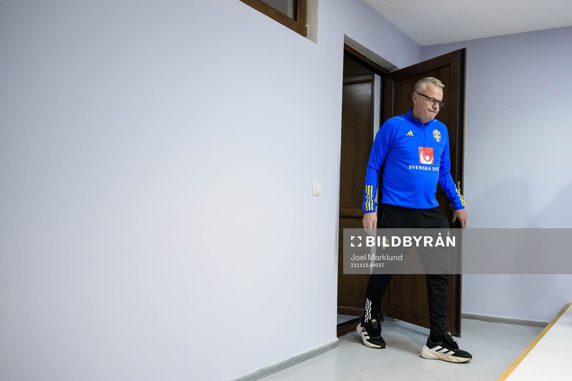 Head coach Janne Andersson of the Swedish national football team during a press conference on November 15, 2023 in Baku. 