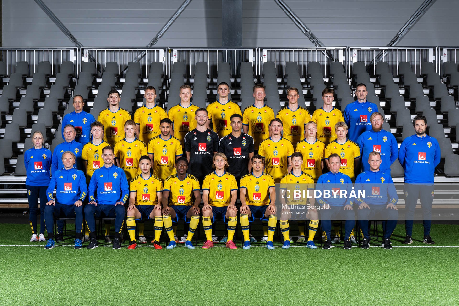 Players and coaching staff of the Swedish under-21 national