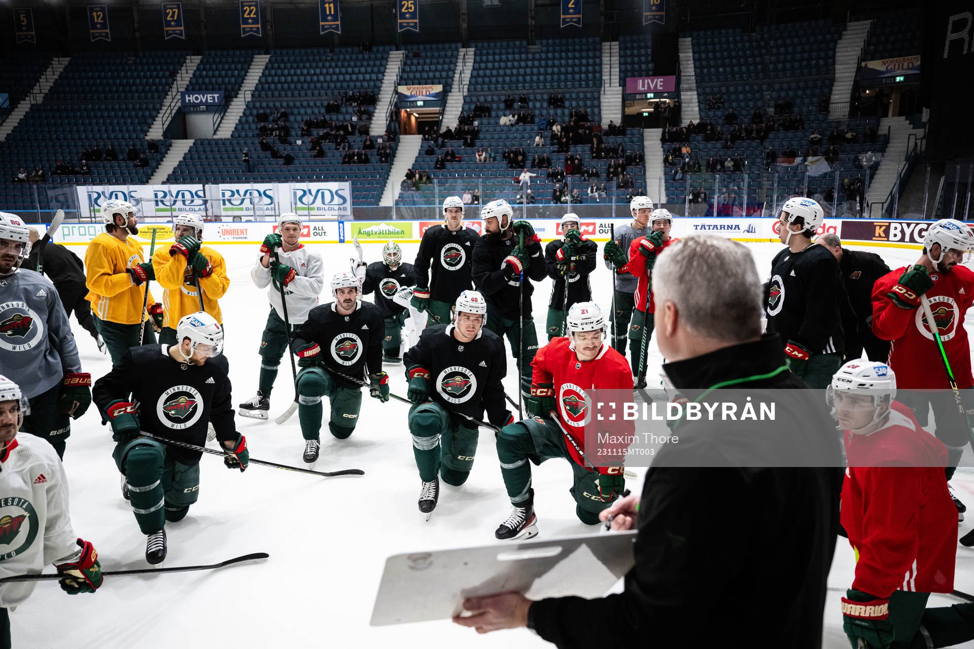 Players of the Minnesota Wild at a practice session