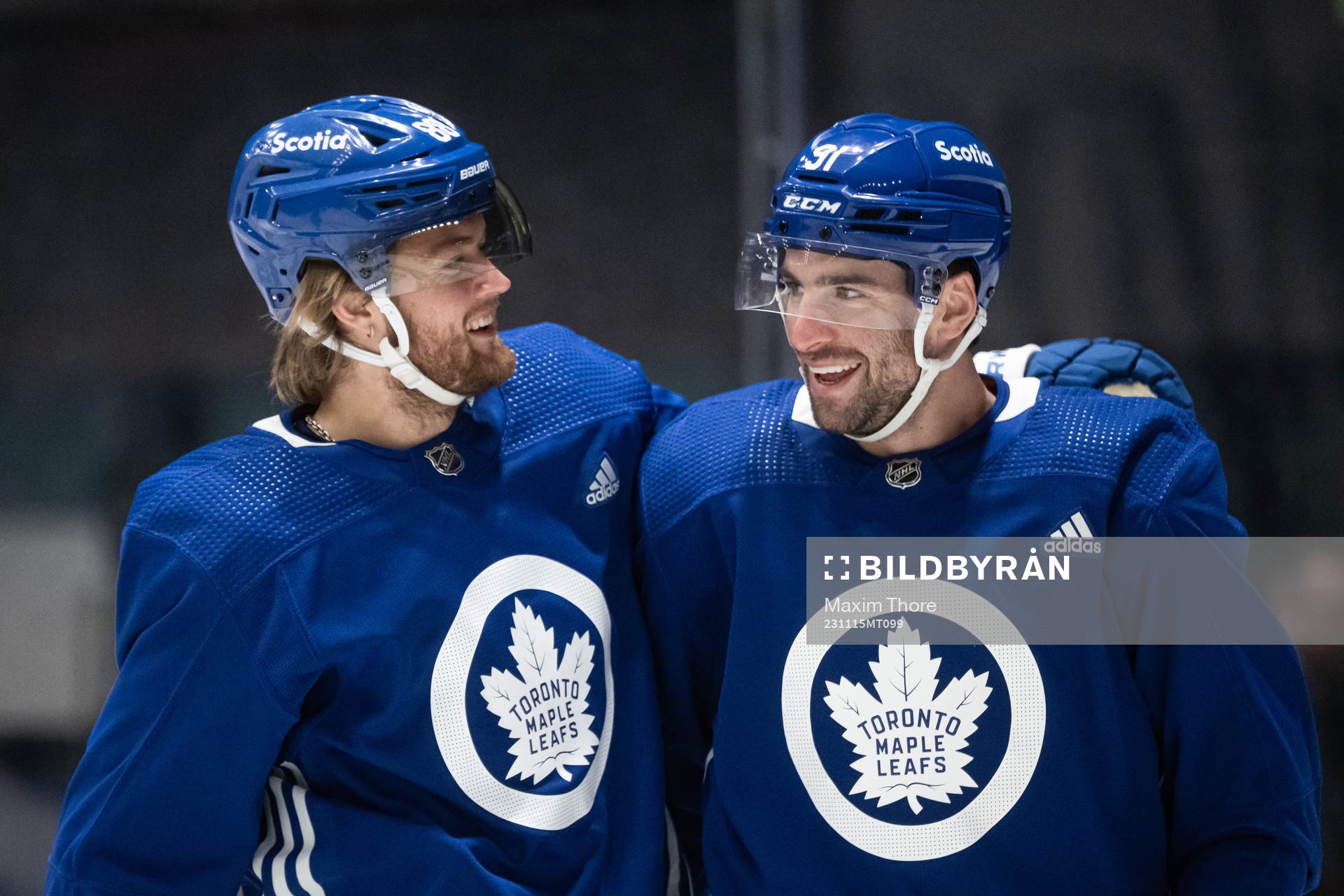 Willam Nylander and John Tavares of Toronto Maple Leafs