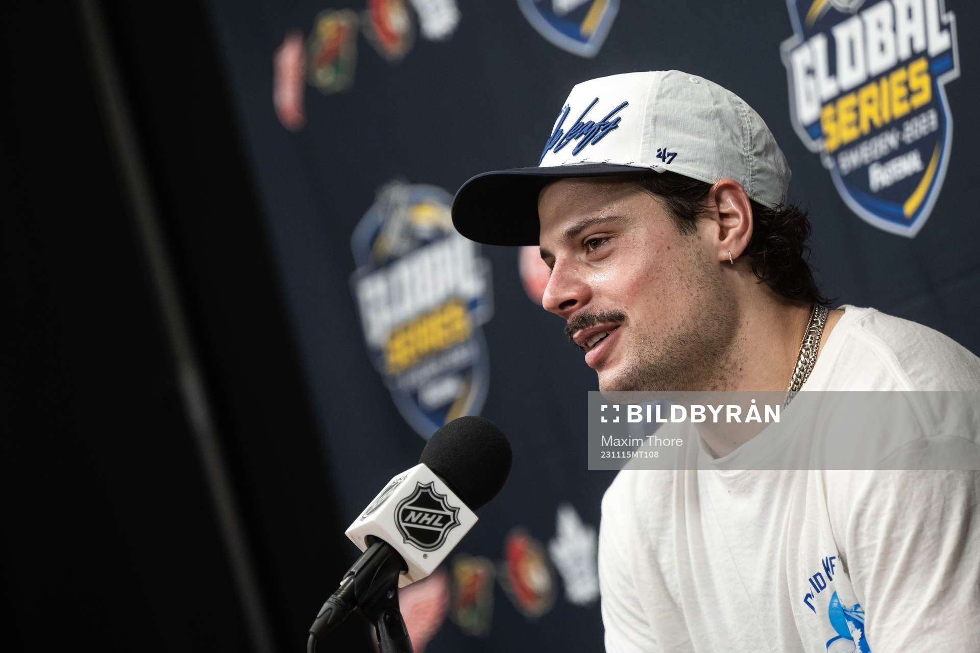 Auston Matthews of Toronto Maple Leafs at a press conference
