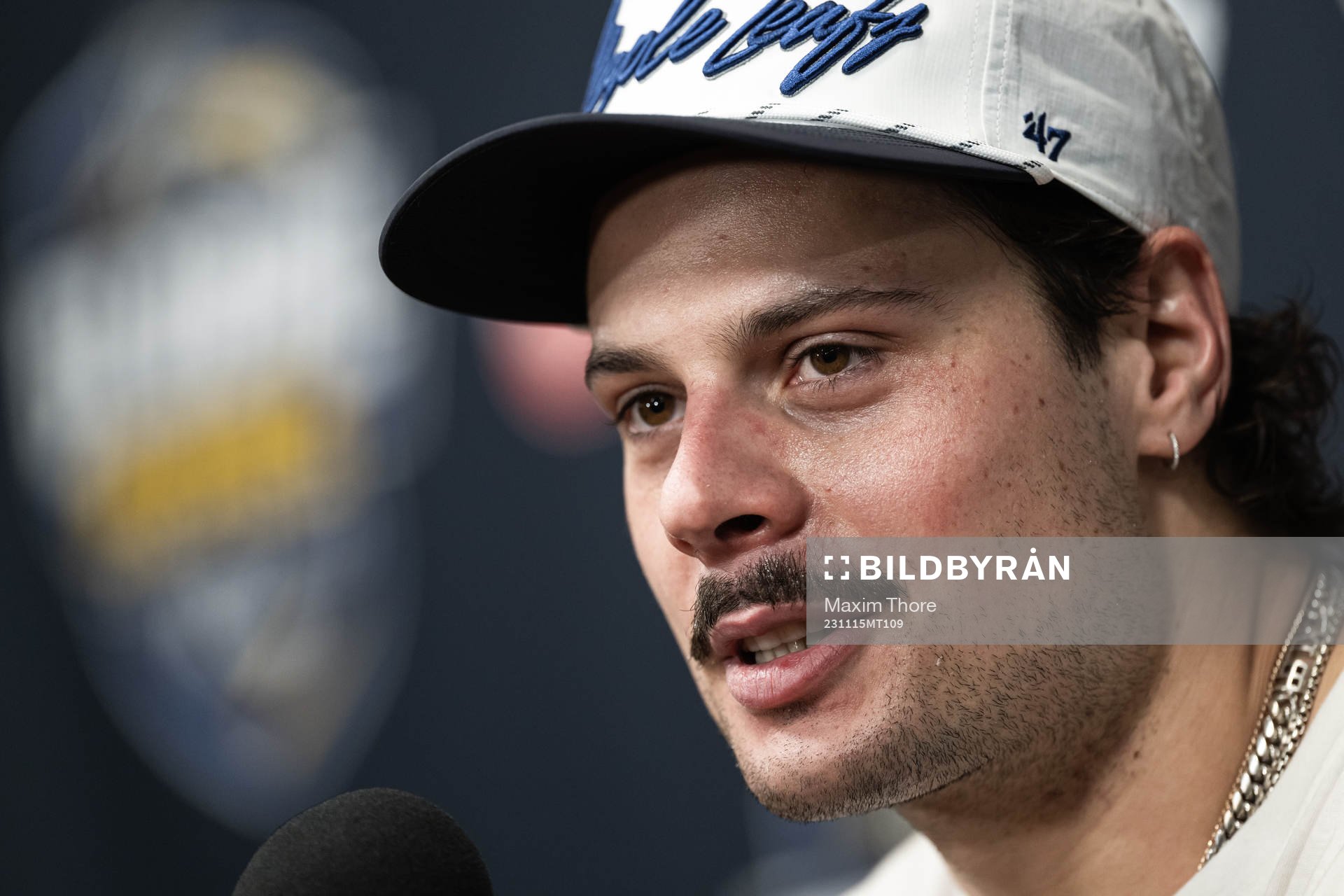 Auston Matthews of Toronto Maple Leafs at a press conference