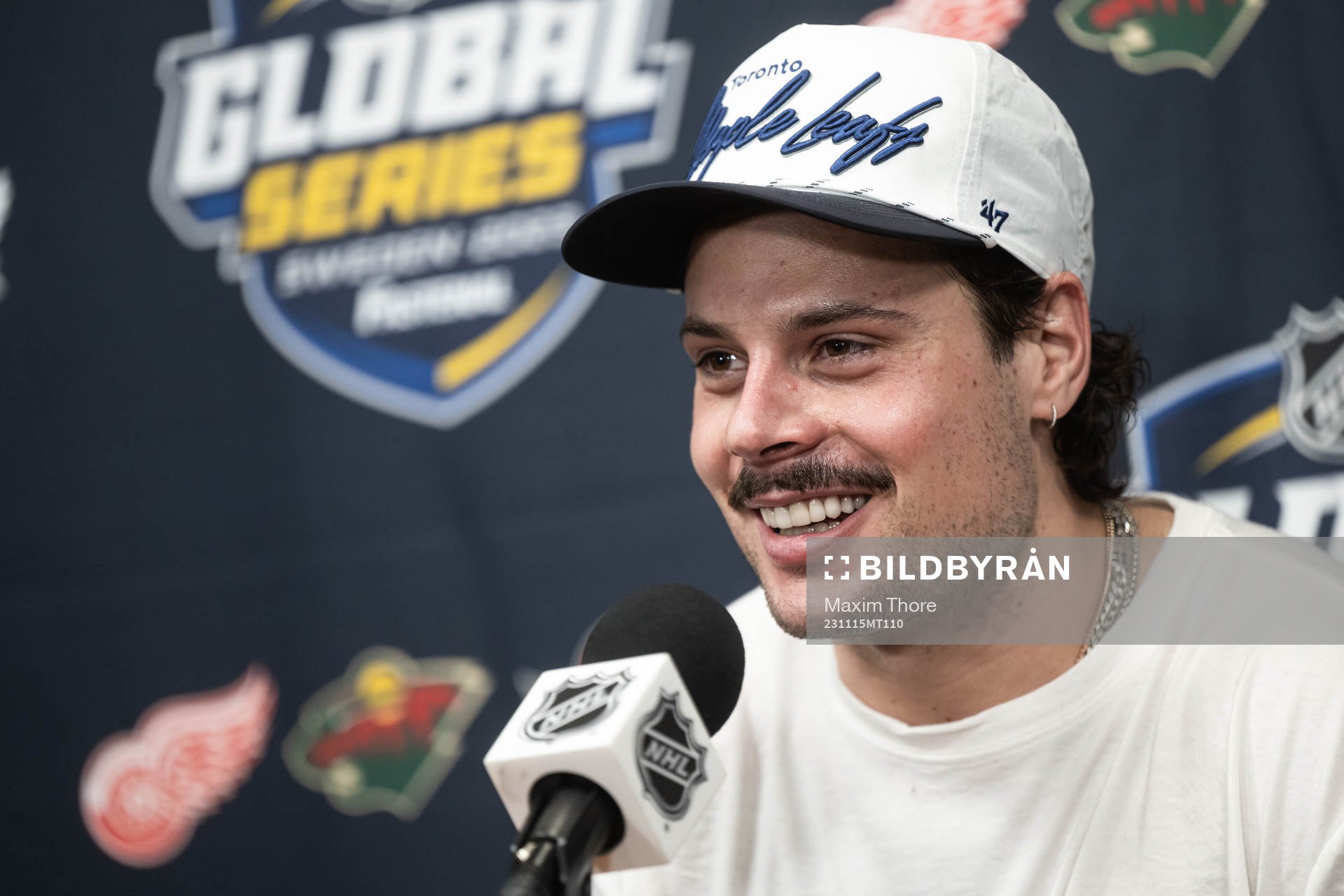 Auston Matthews of Toronto Maple Leafs at a press conference