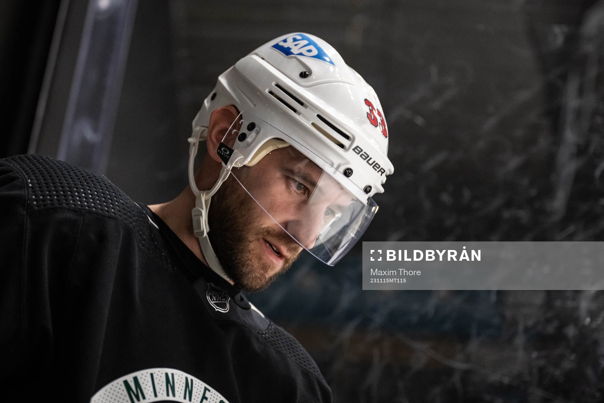 Alex Goligoski of Minnesota Wild at a practice session