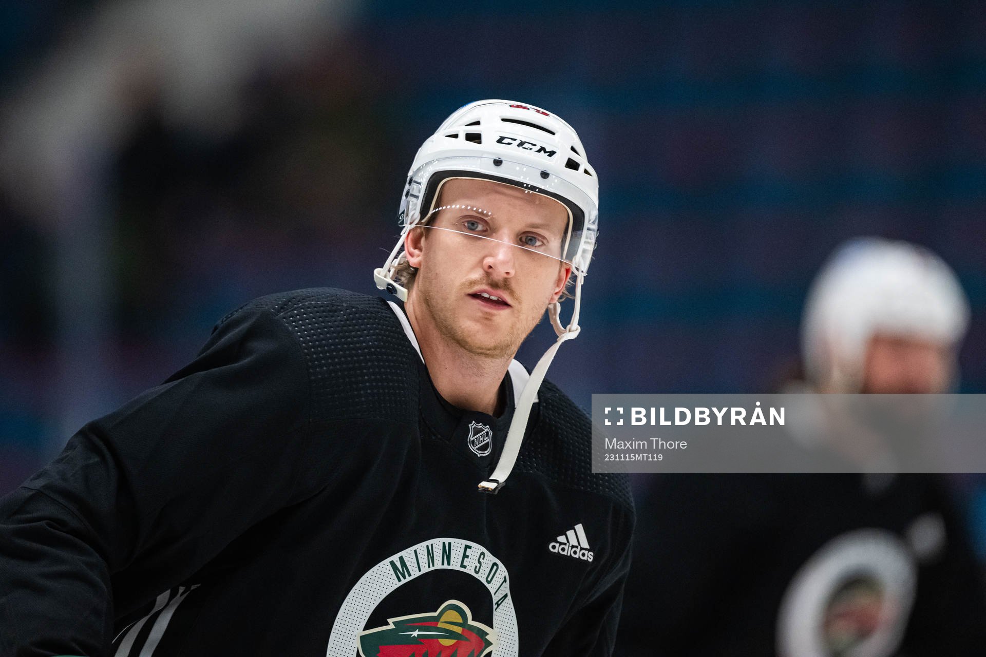 Jonas Brodin of Minnesota Wild at a practice session