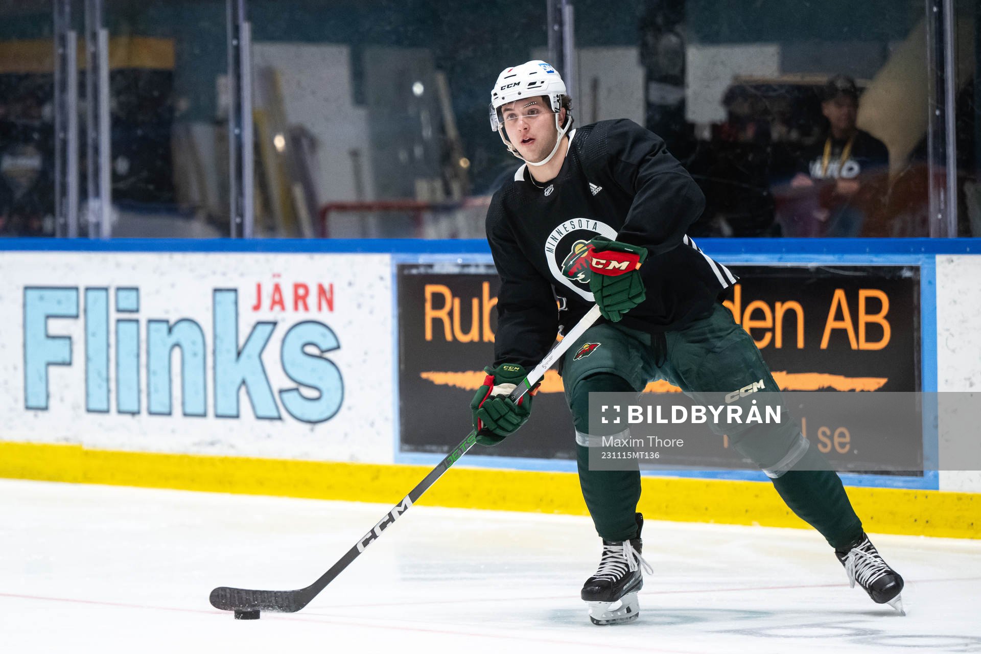 Brock Faber of Minnesota Wild at a practice session