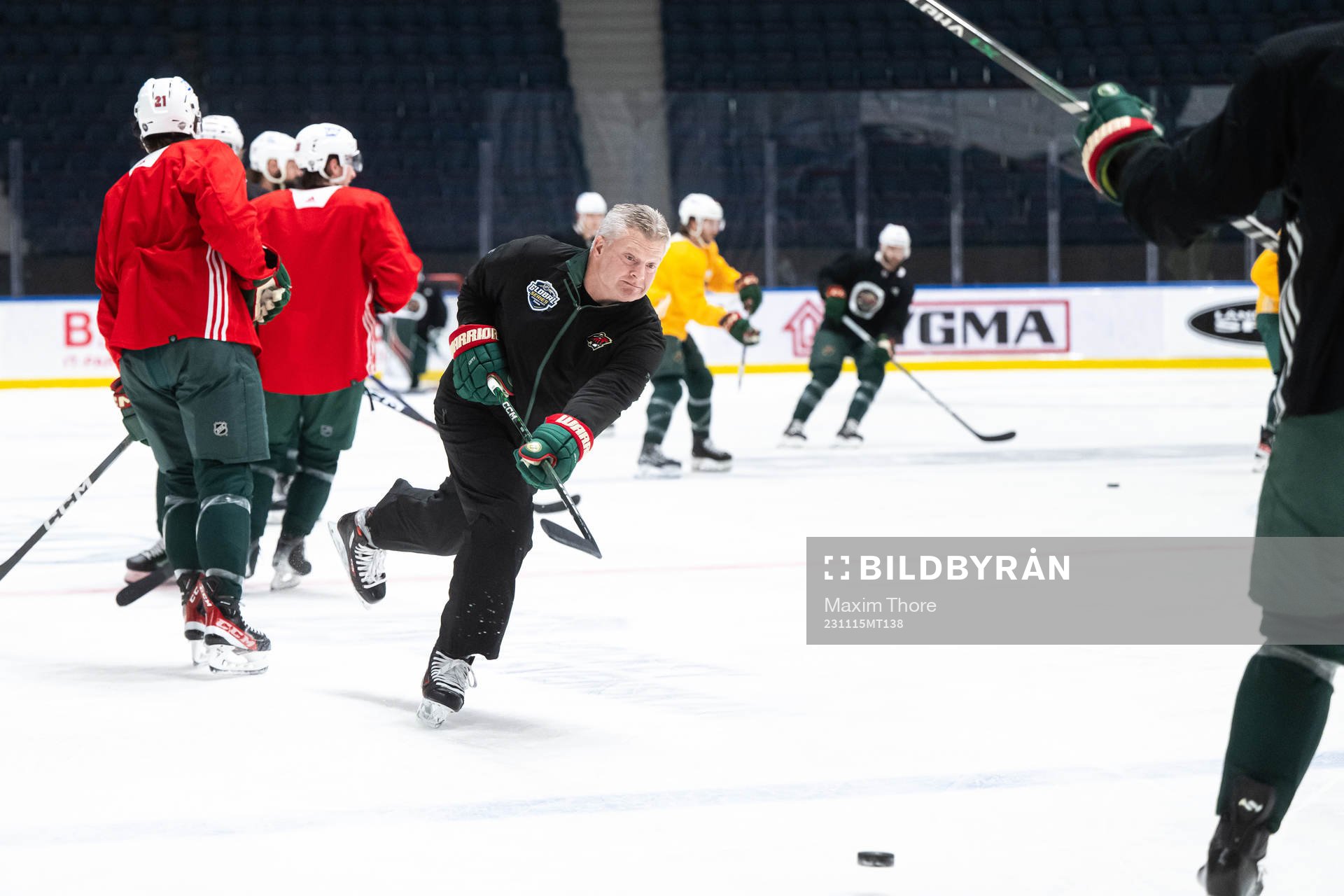 Assistant coach Bob Woods of Minnesota Wild at a practice