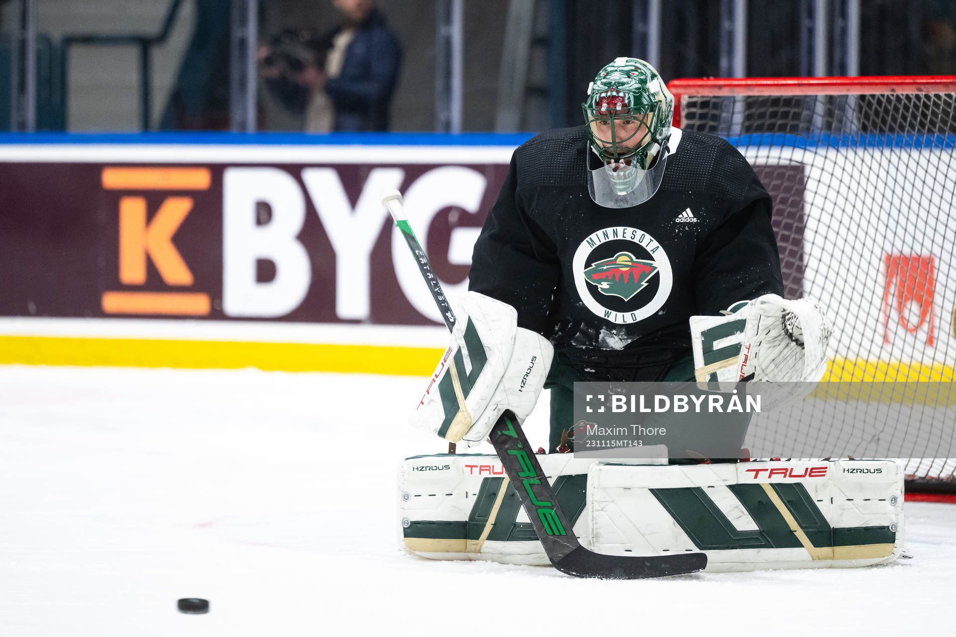 Goaltender Marc-Andre Fleury of Minnesota Wild at a